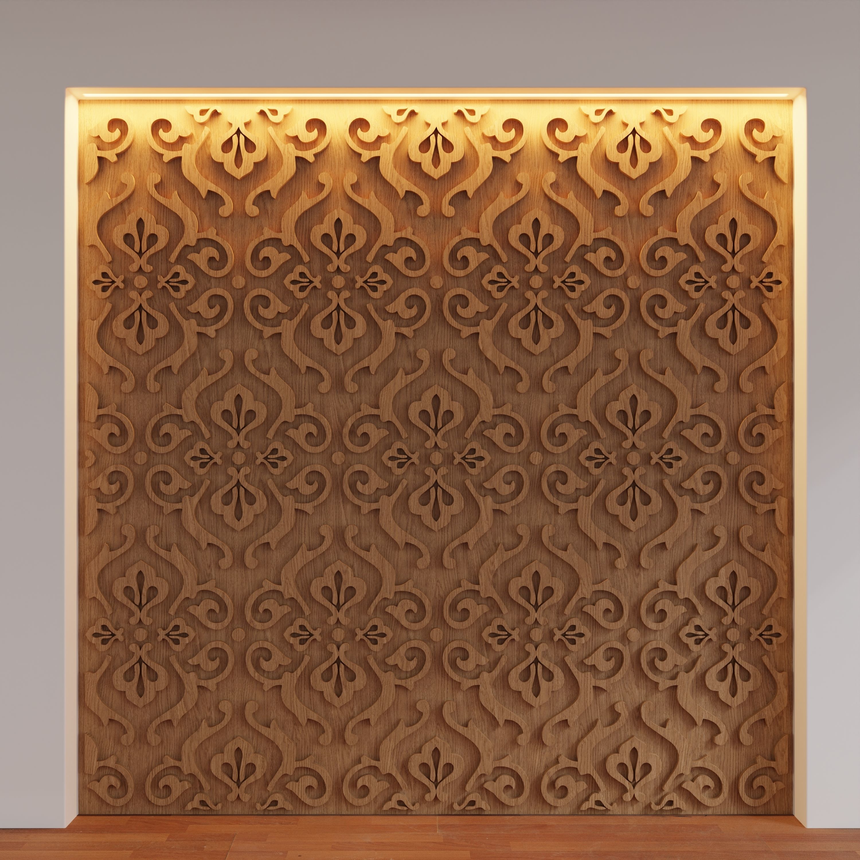 Decorative Wooden Wall Model 11 Low-poly 3D model_1