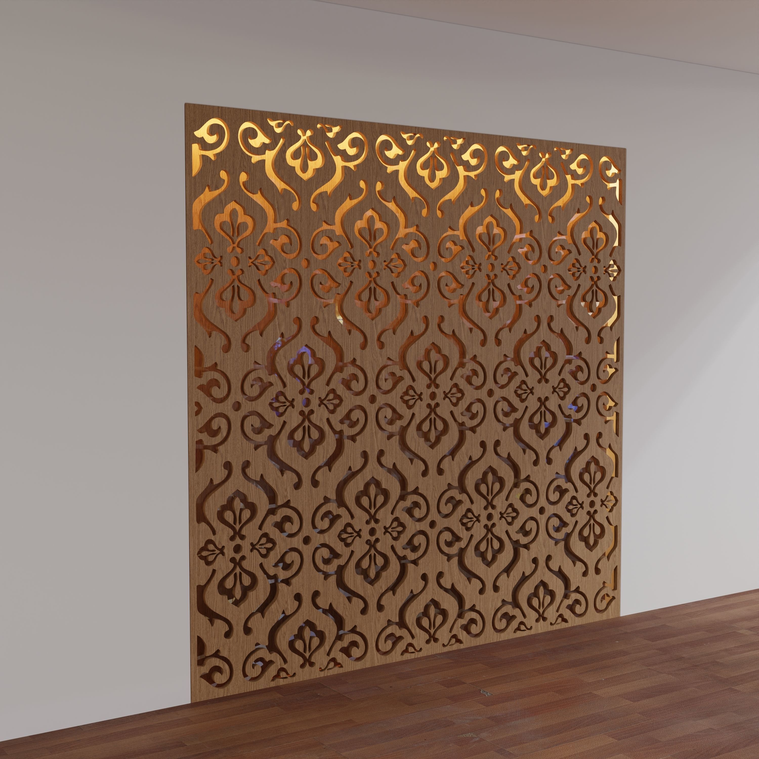 Decorative Wooden Wall Model 11 Low-poly 3D model_4