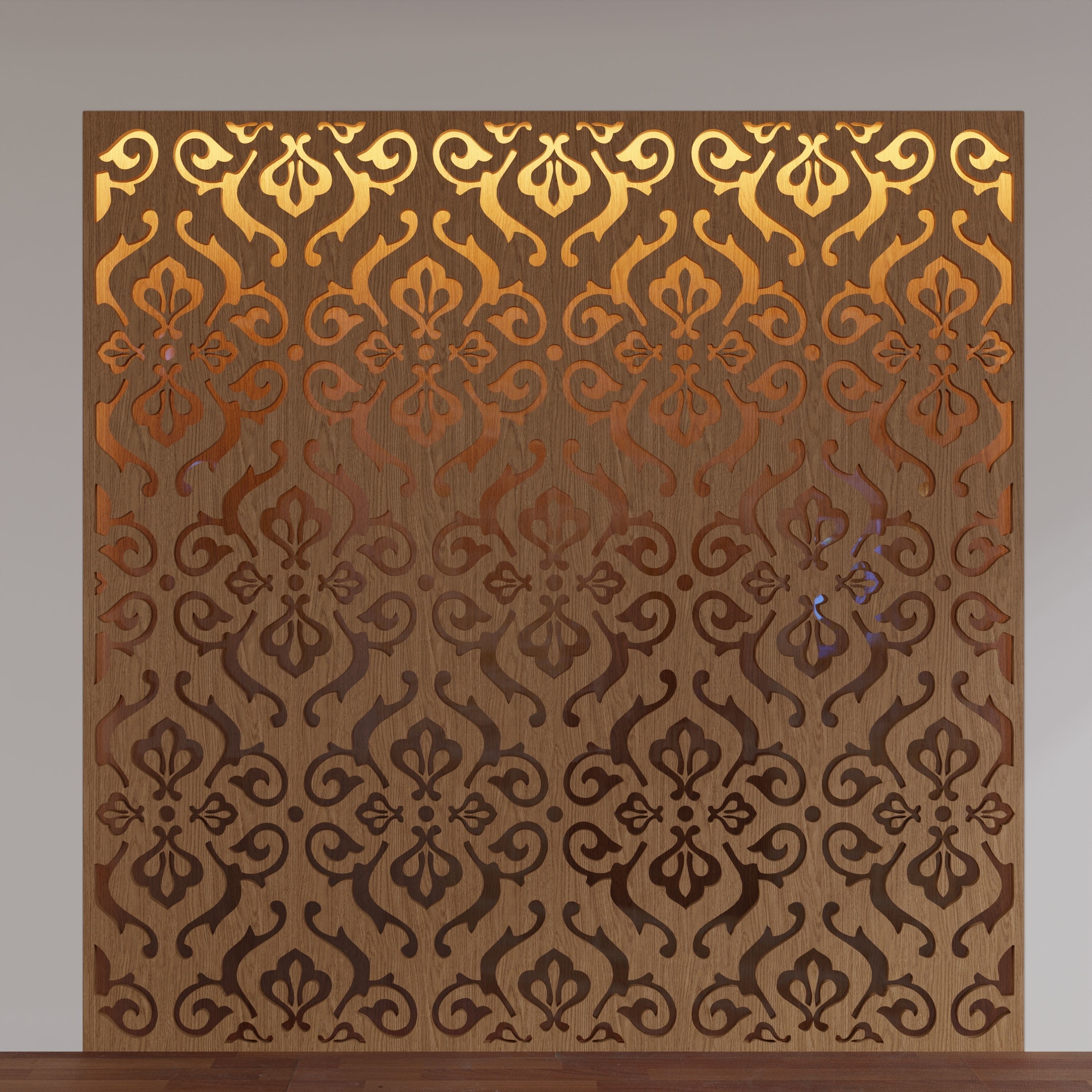 Decorative Wooden Wall Model 11 Low-poly 3D model_5
