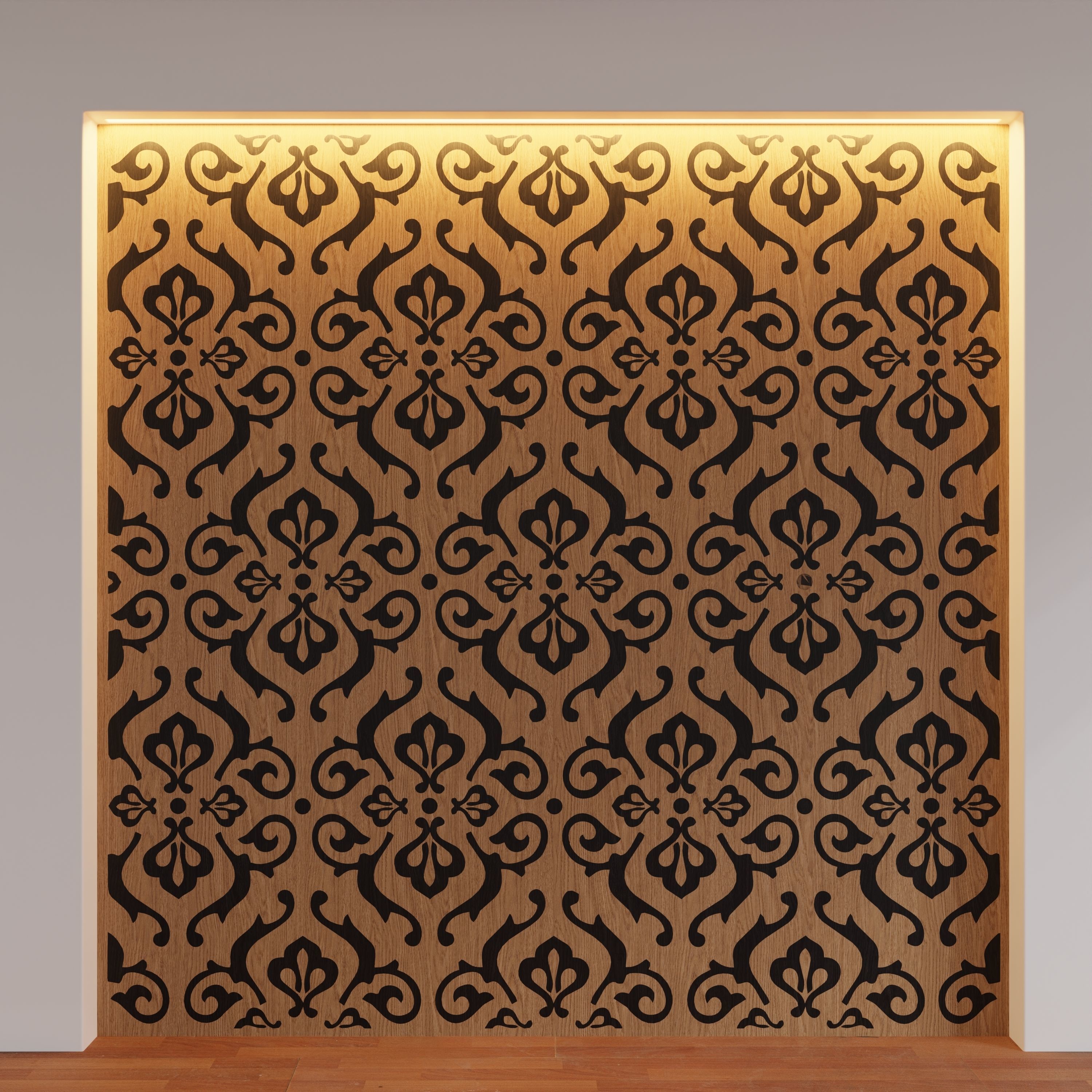 Decorative Wooden Wall Model 11 Low-poly 3D model_9