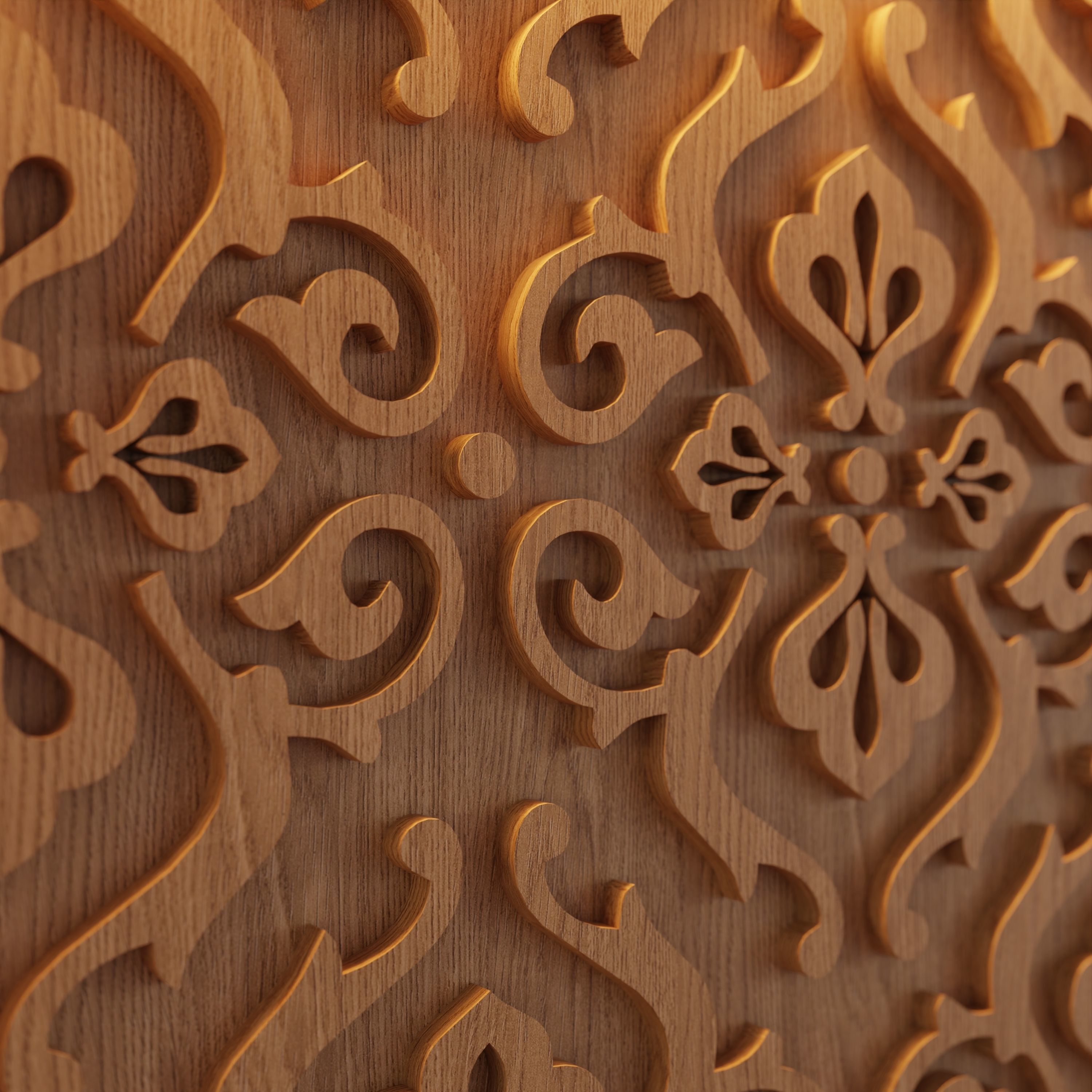 Decorative Wooden Wall Model 11 Low-poly 3D model_2