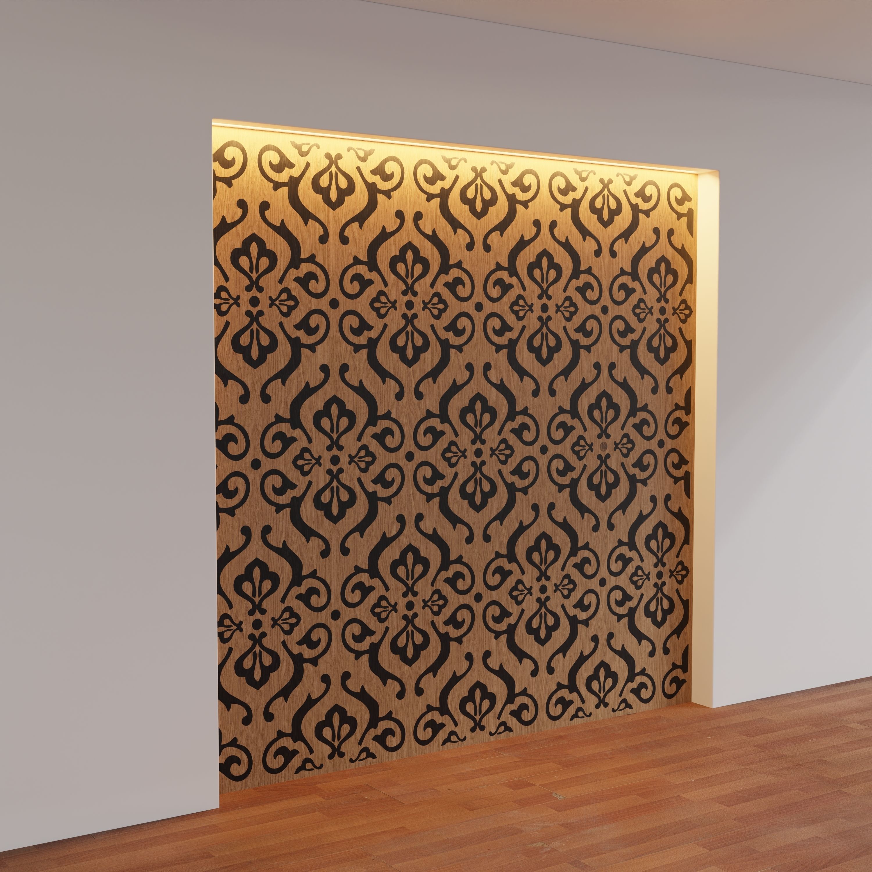Decorative Wooden Wall Model 11 Low-poly 3D model_8