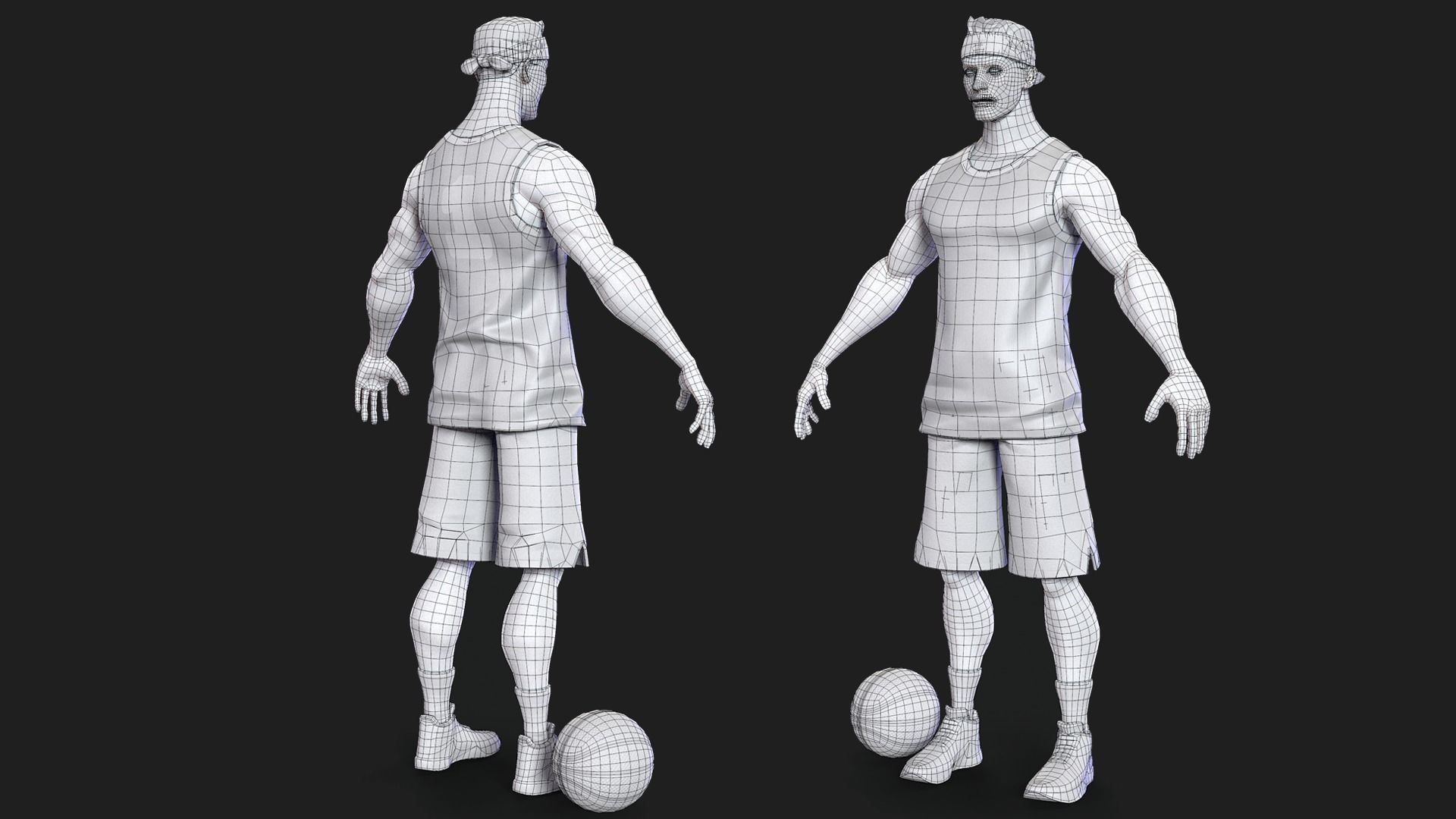 Stylized rigged basketball white player Low-poly 3D model_9