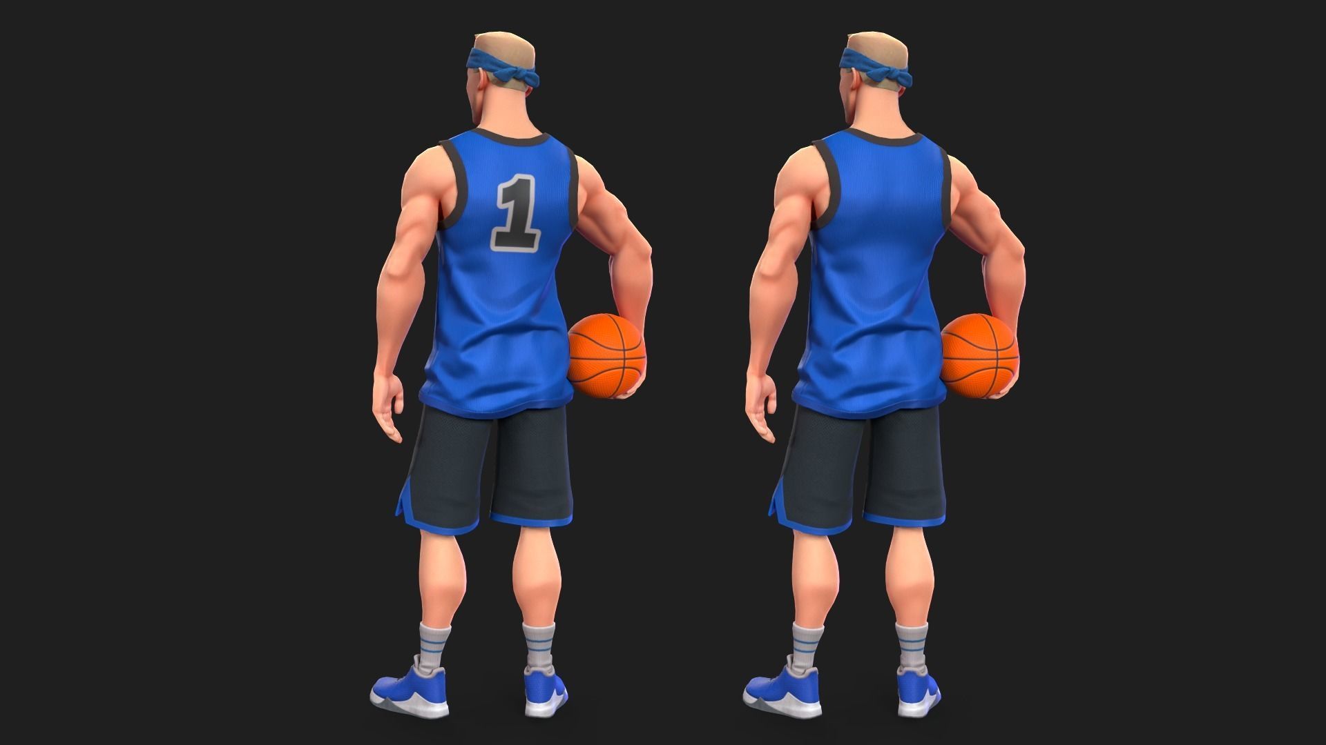 Stylized rigged basketball white player Low-poly 3D model_5
