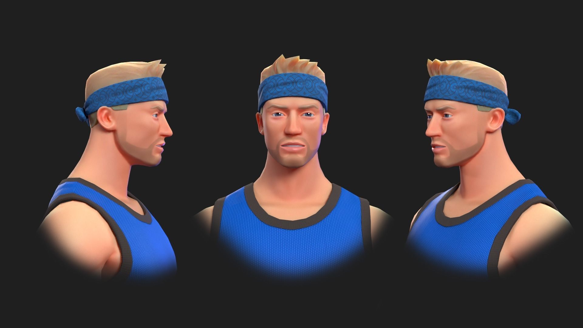 Stylized rigged basketball white player Low-poly 3D model_6
