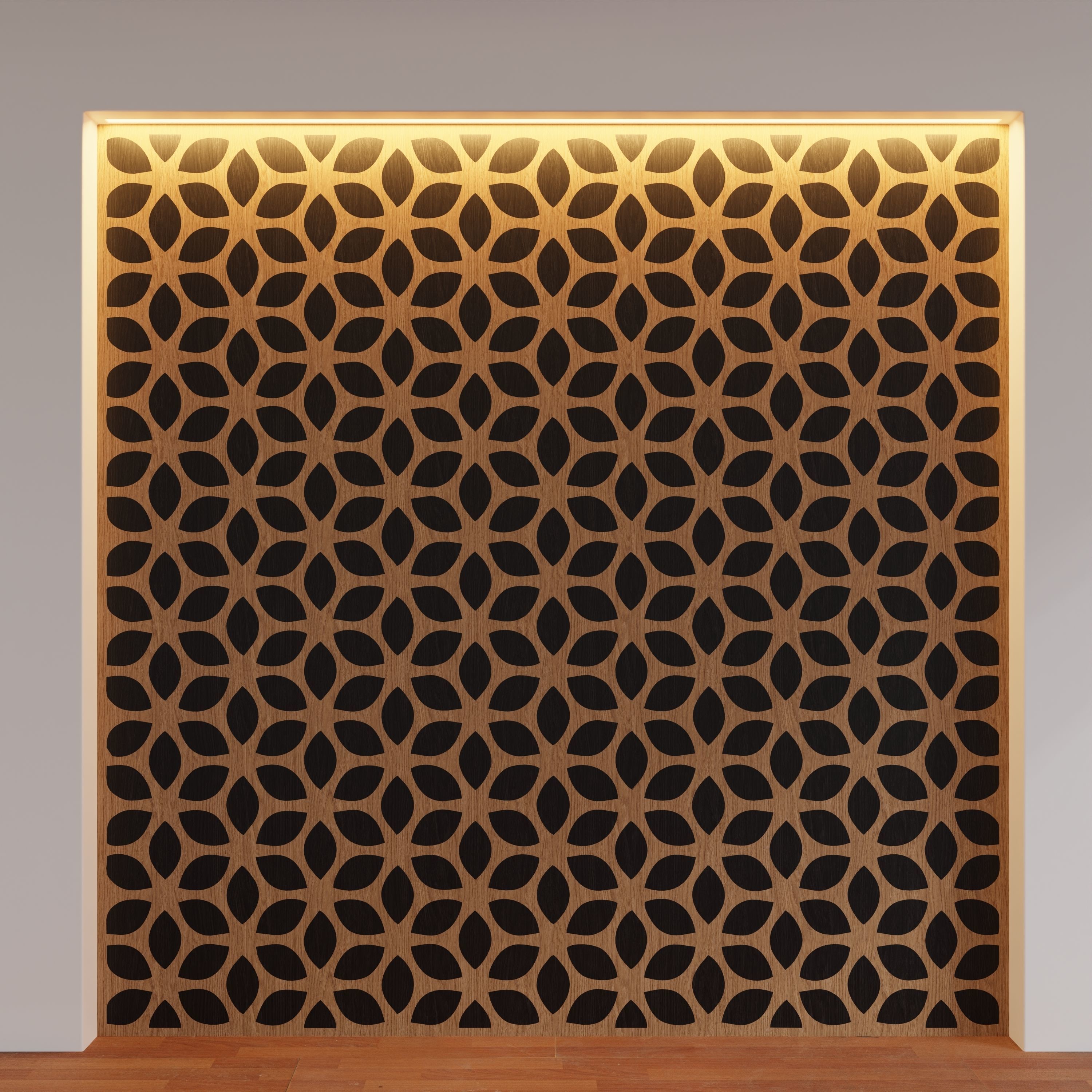 Decorative Wooden Wall Model 12 Low-poly 3D model_9