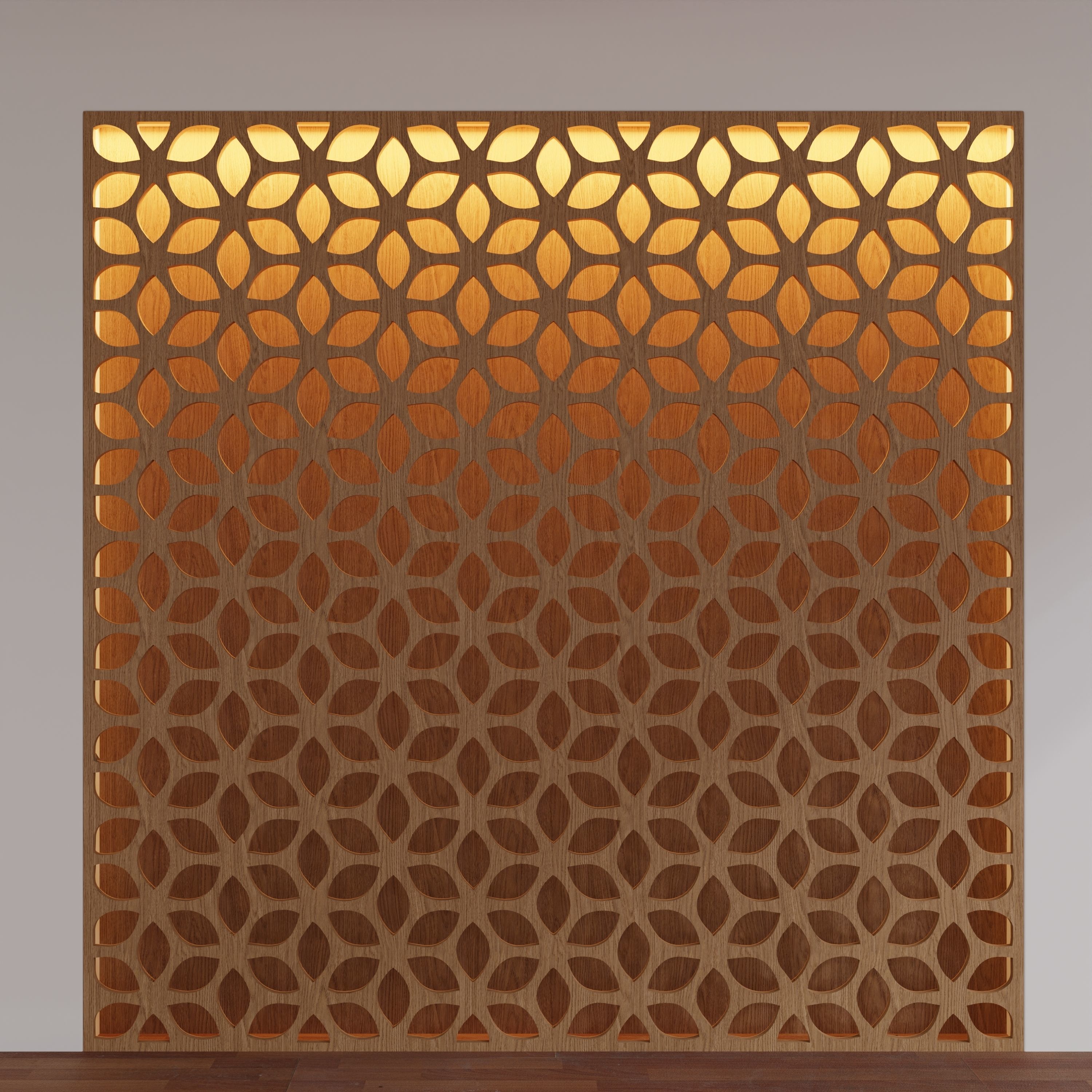 Decorative Wooden Wall Model 12 Low-poly 3D model_5