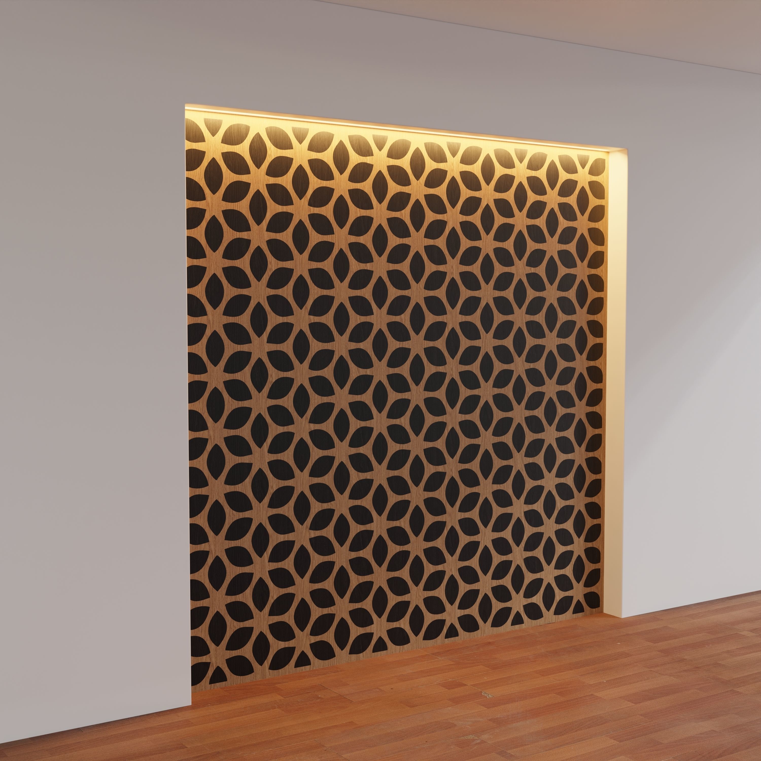 Decorative Wooden Wall Model 12 Low-poly 3D model_8