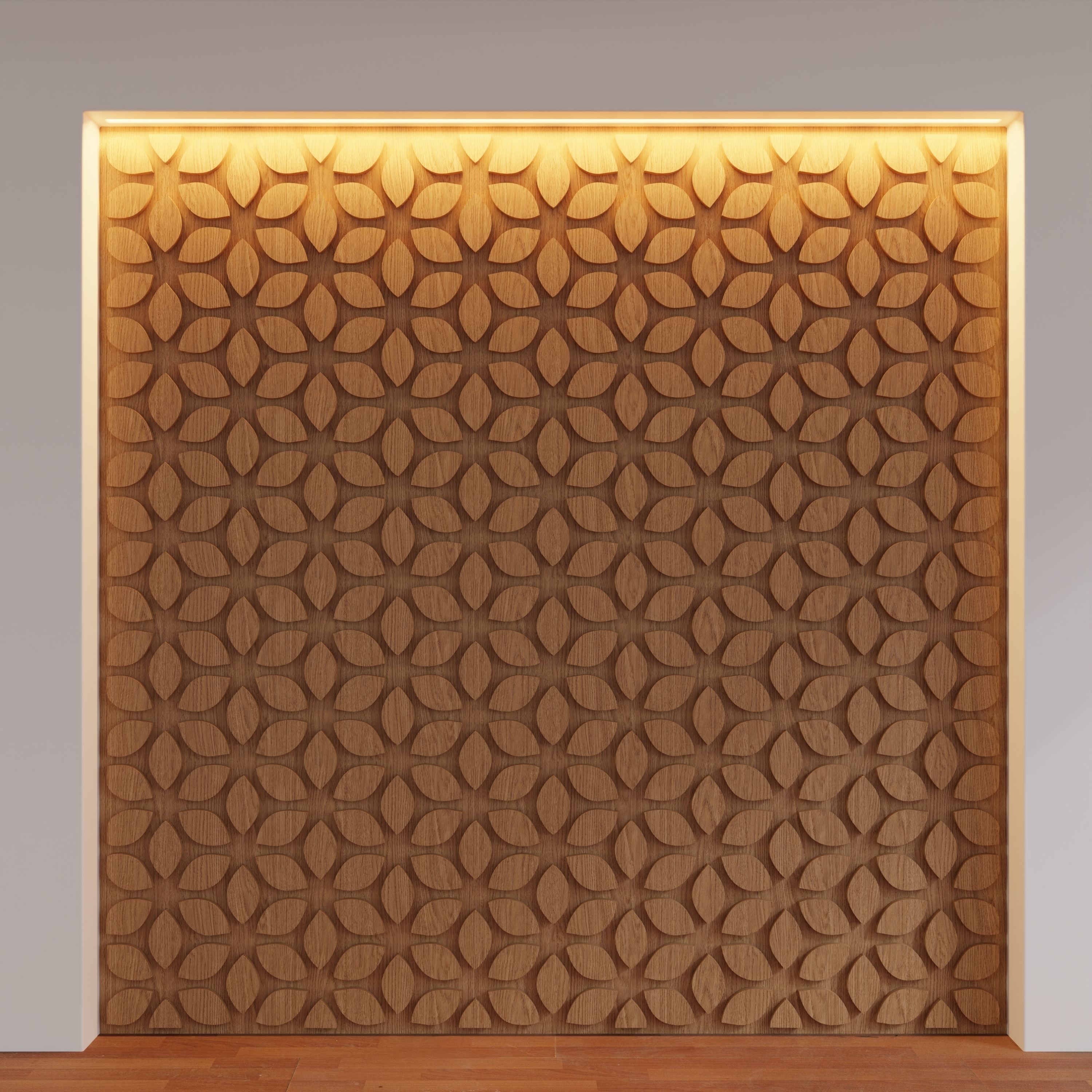 Decorative Wooden Wall Model 12 Low-poly 3D model_1