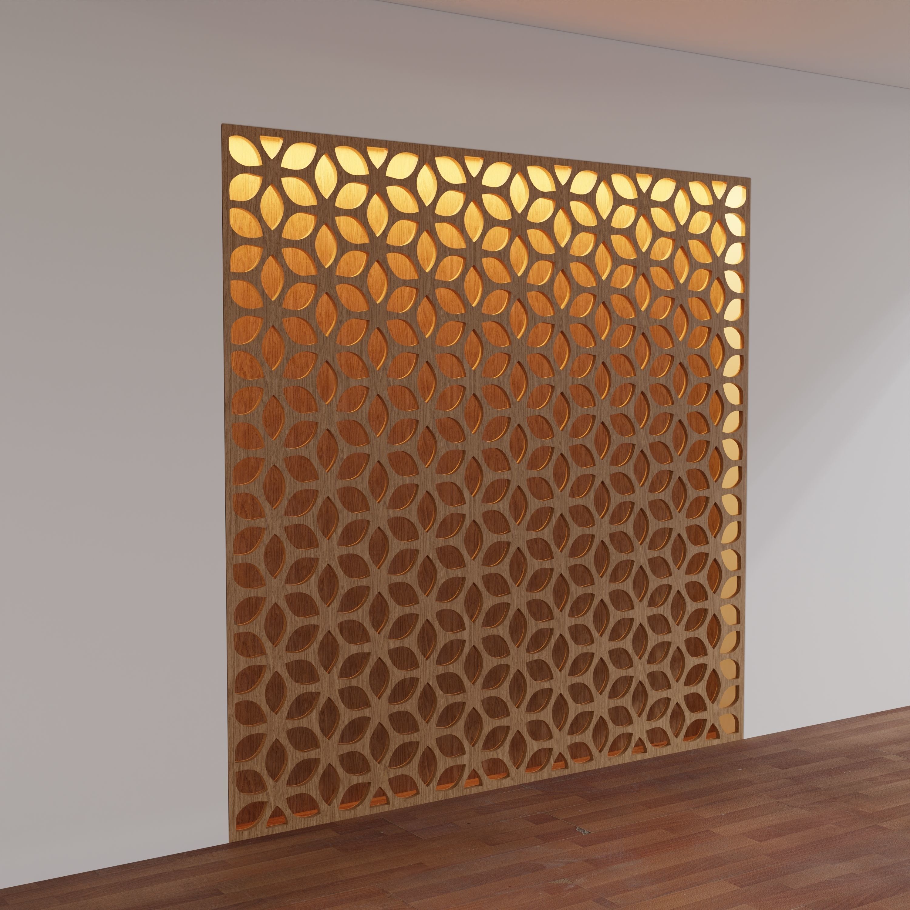 Decorative Wooden Wall Model 12 Low-poly 3D model_4