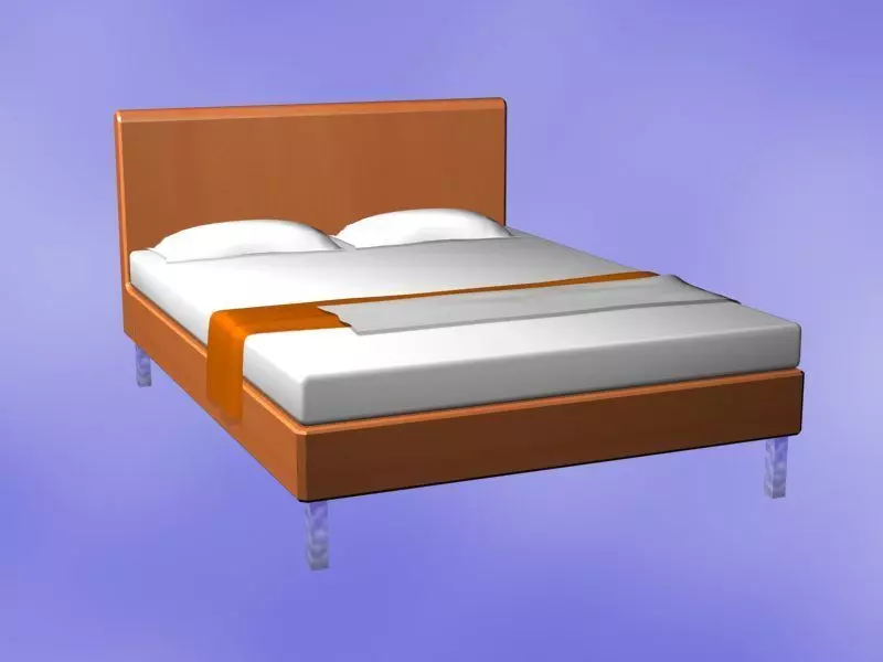 Bed Model with orange cover 3D model_0