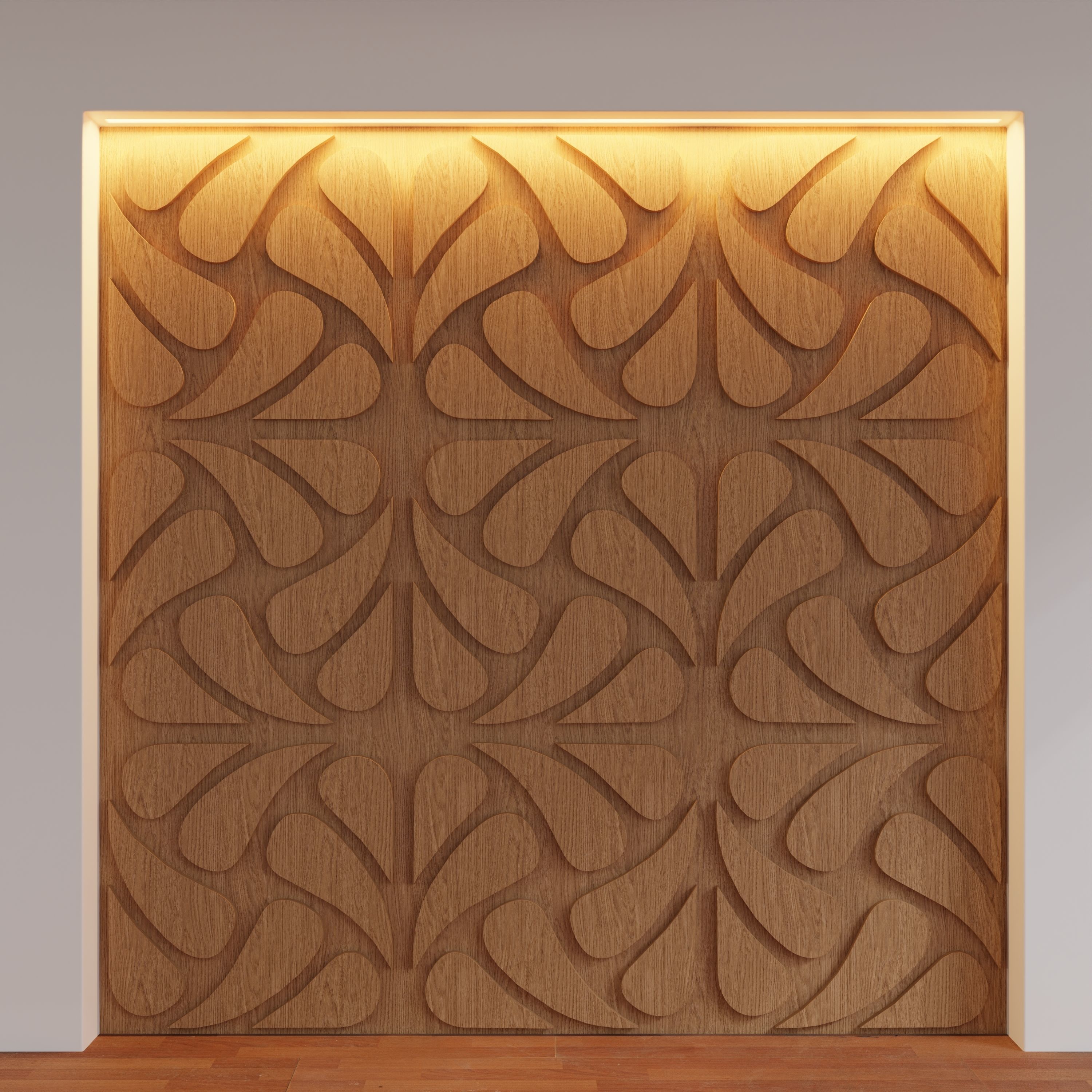 Decorative Wooden Wall Model 13 Low-poly 3D model_1