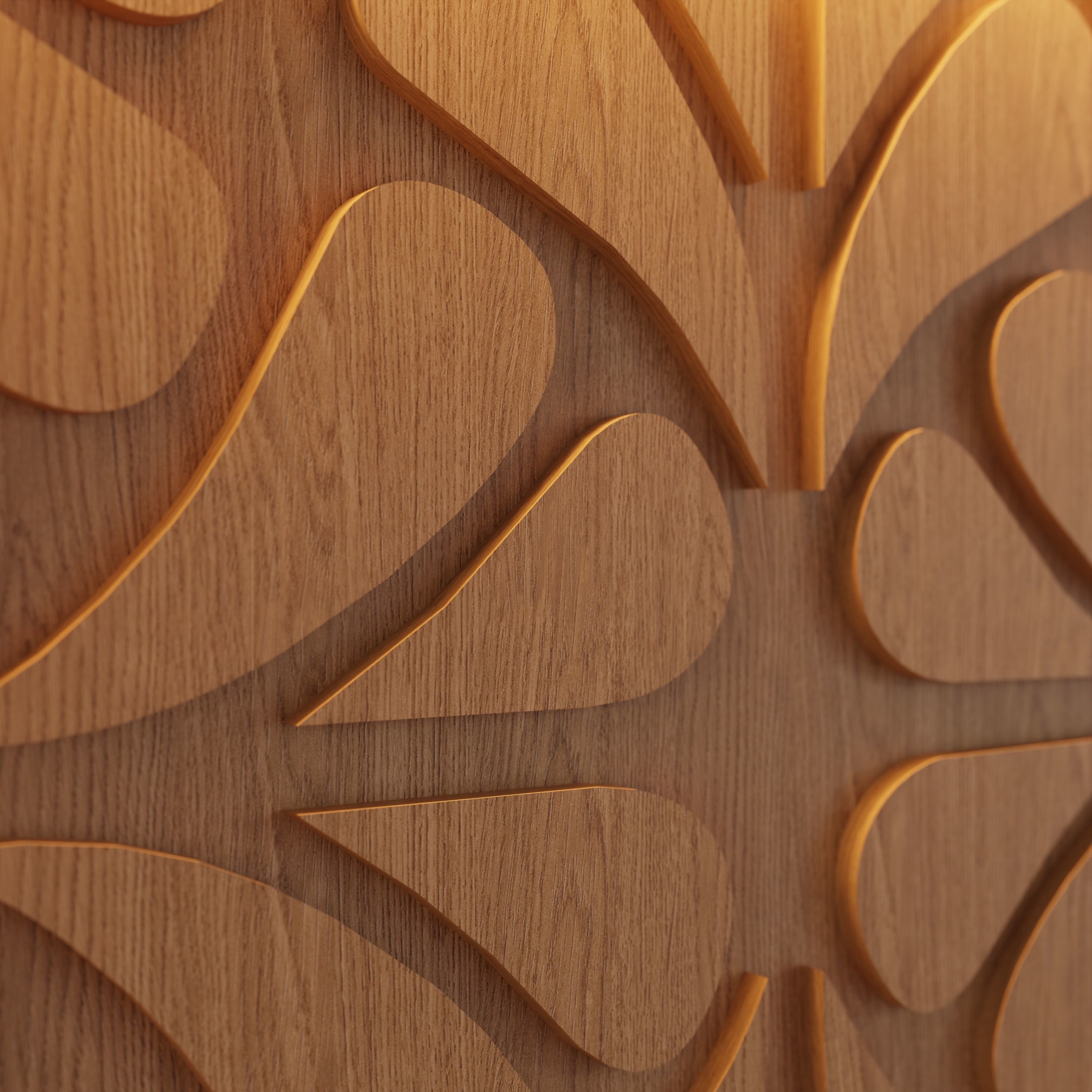 Decorative Wooden Wall Model 13 Low-poly 3D model_2