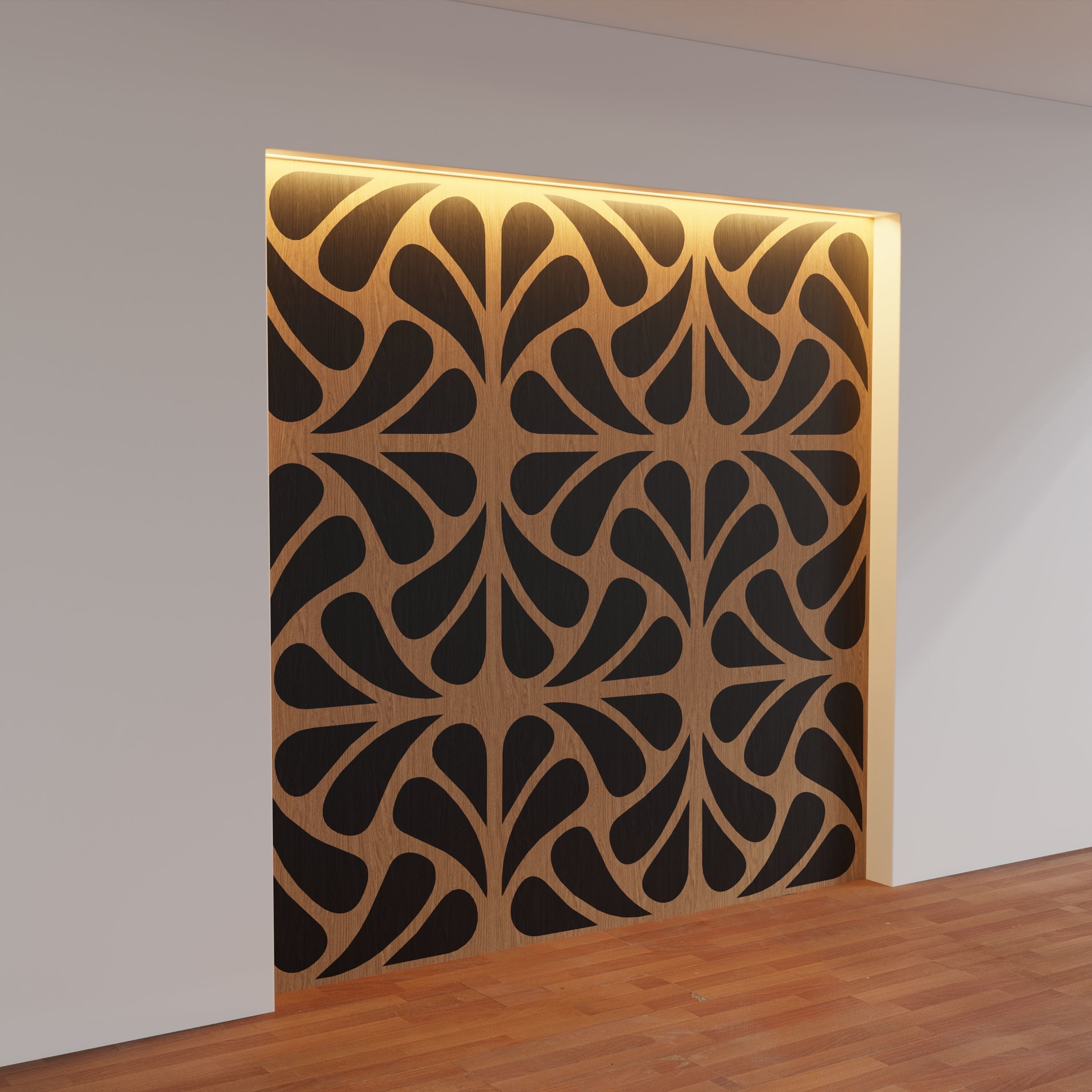 Decorative Wooden Wall Model 13 Low-poly 3D model_8