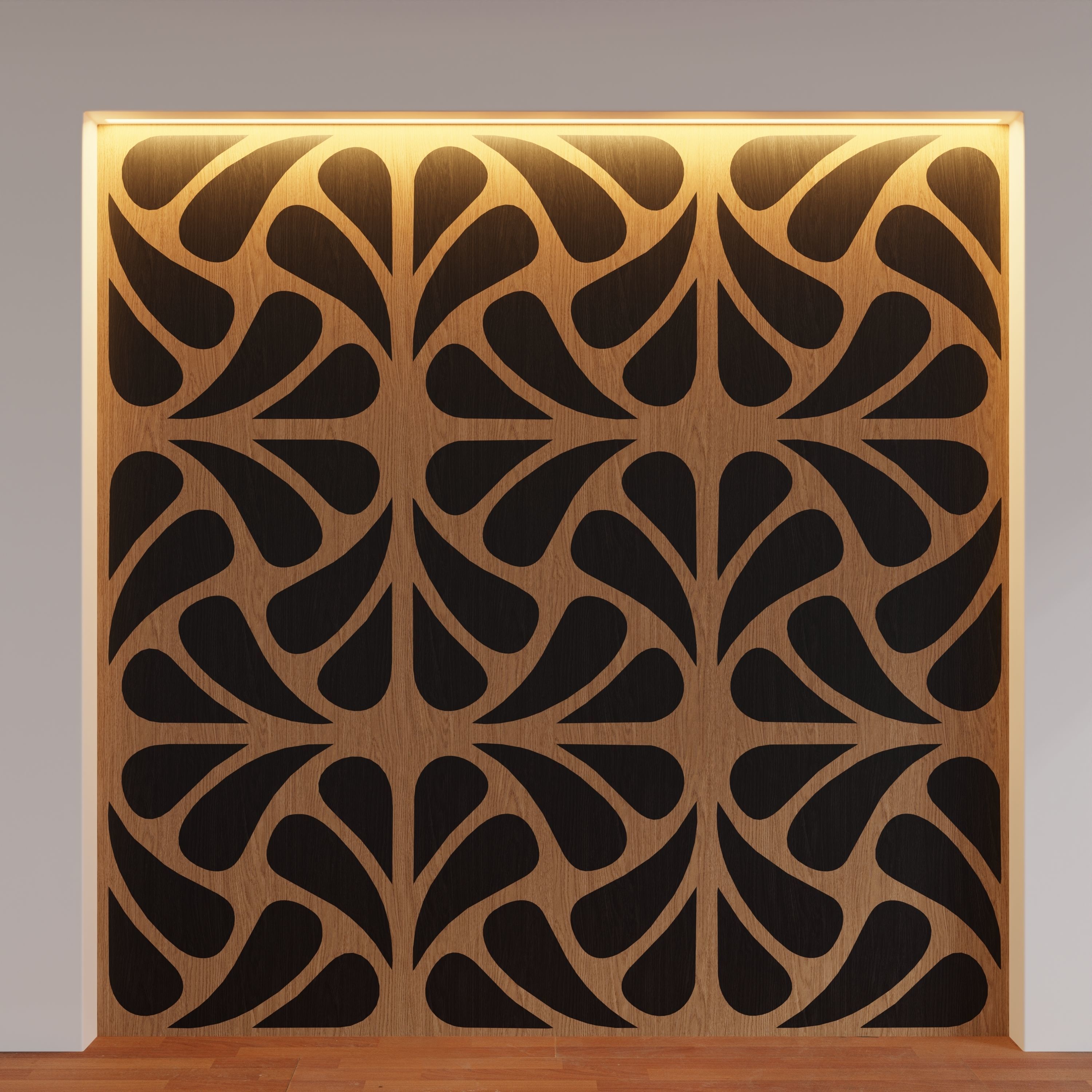 Decorative Wooden Wall Model 13 Low-poly 3D model_9