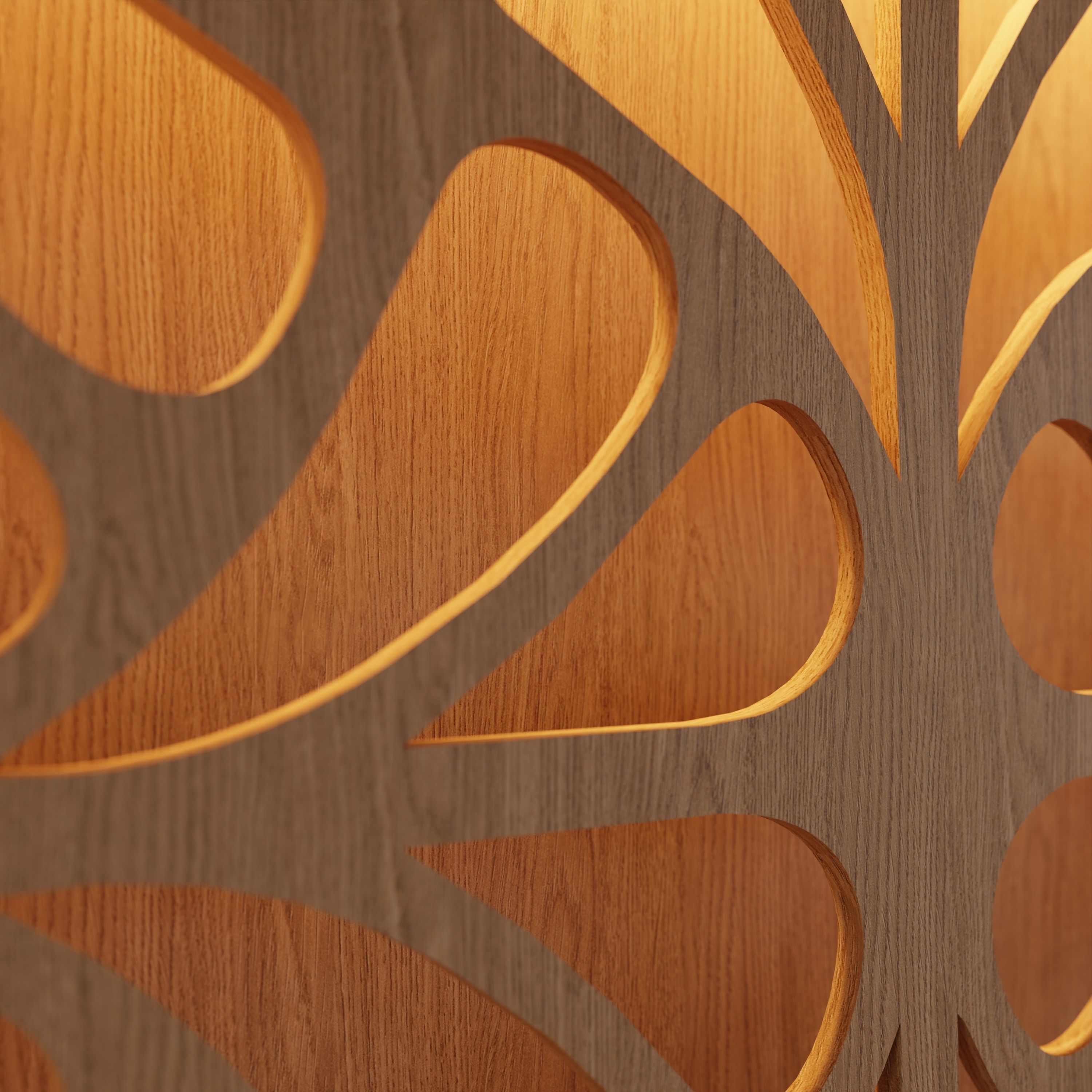 Decorative Wooden Wall Model 13 Low-poly 3D model_6