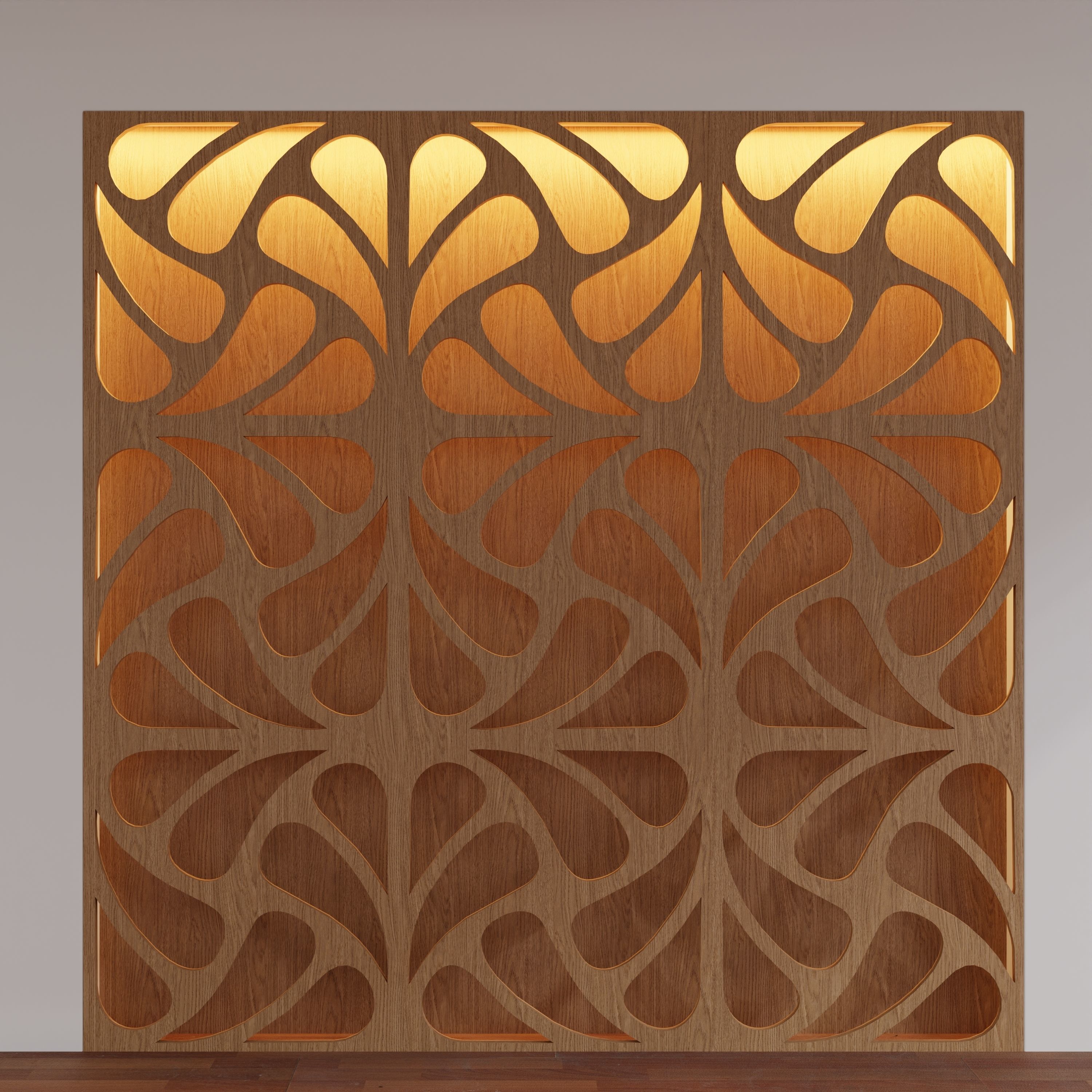 Decorative Wooden Wall Model 13 Low-poly 3D model_5