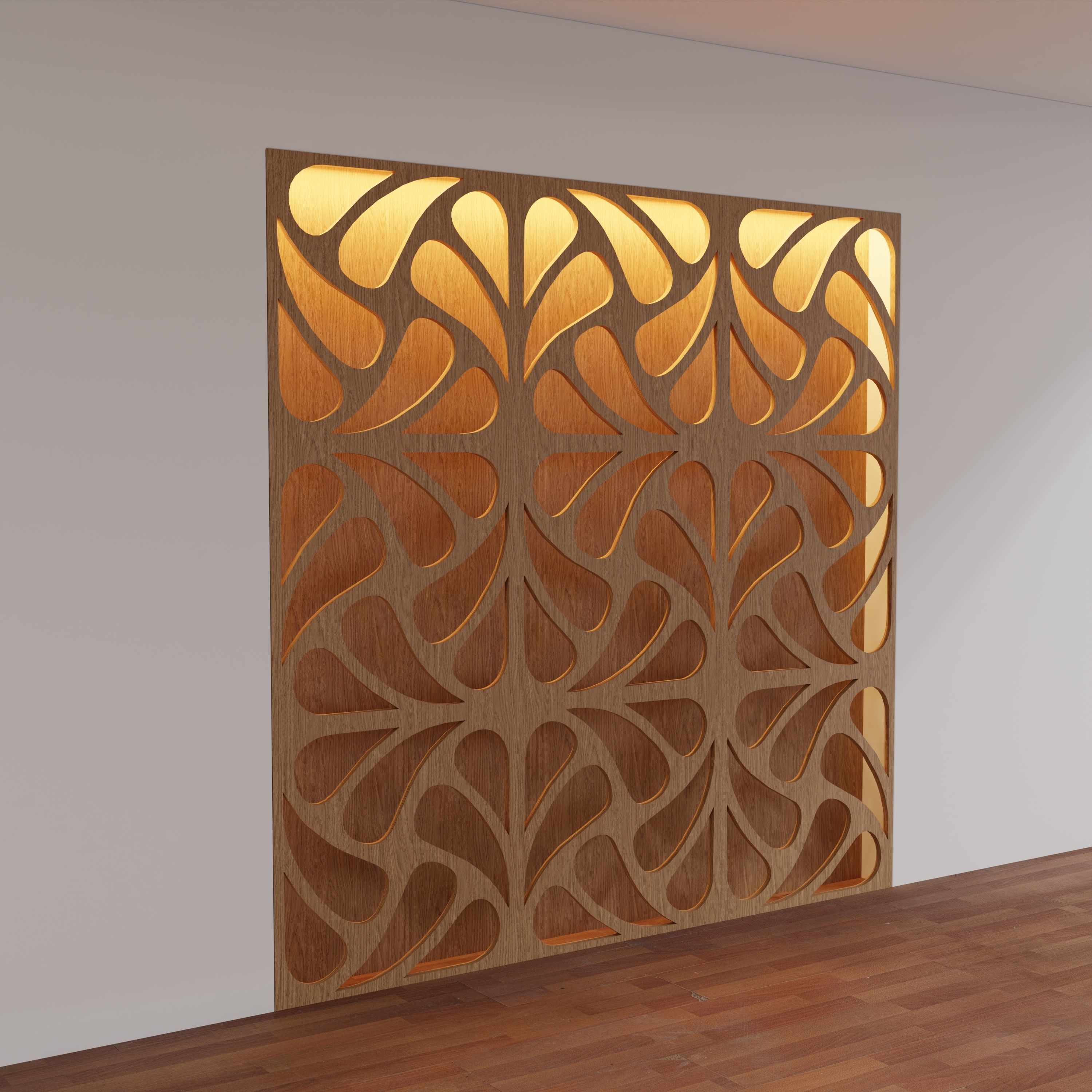 Decorative Wooden Wall Model 13 Low-poly 3D model_4