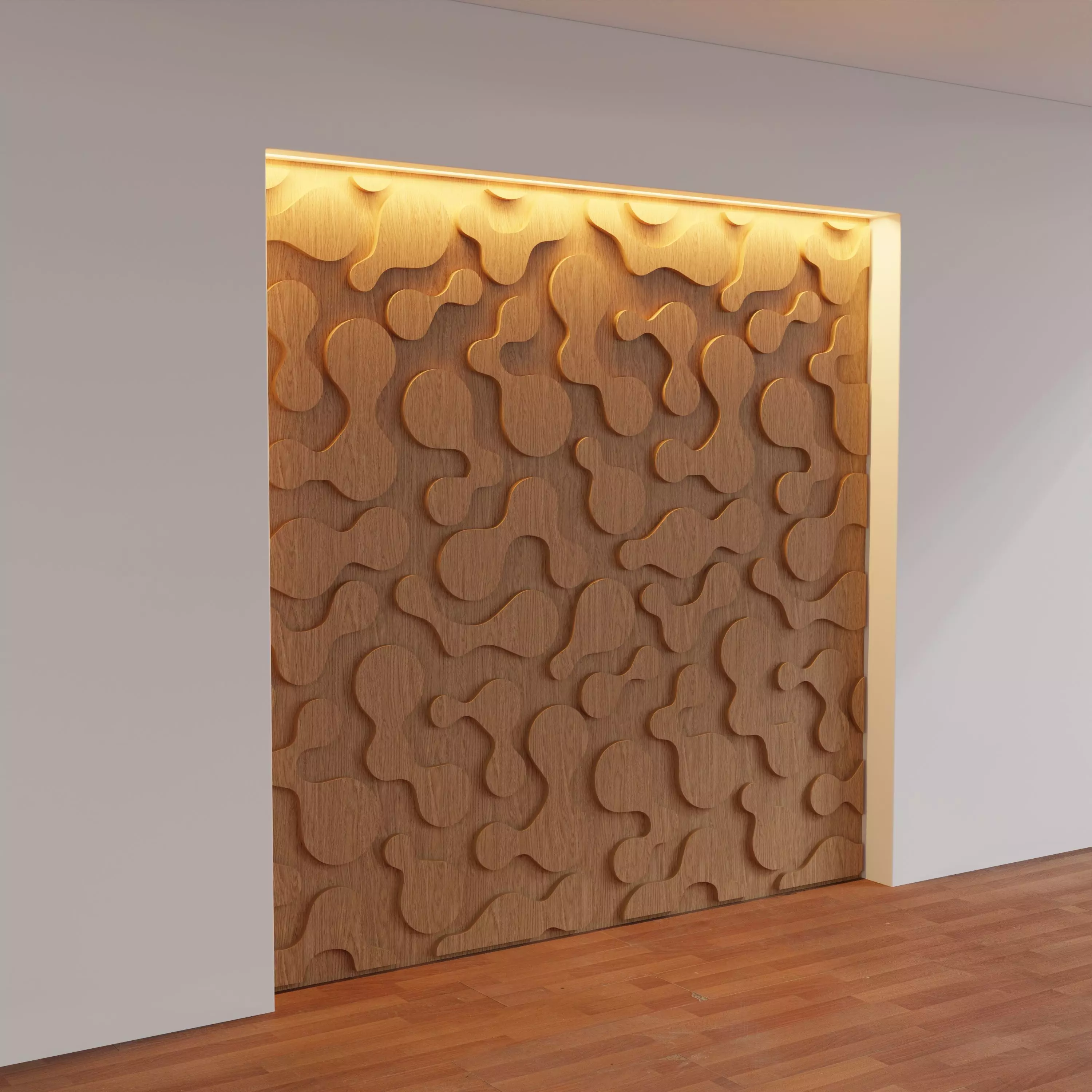 Decorative Wooden Wall Model 14 Low-poly 3D model_0