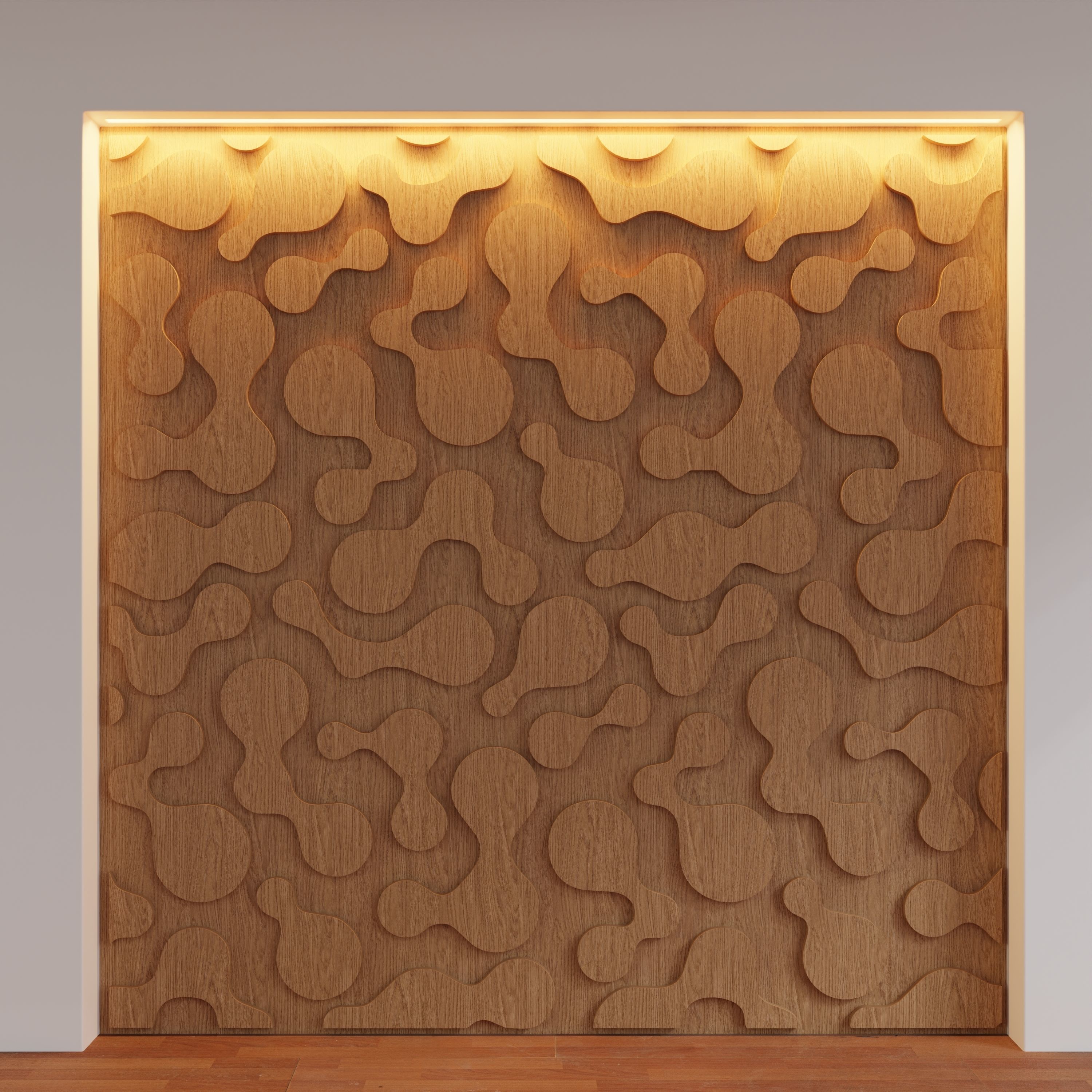 Decorative Wooden Wall Model 14 Low-poly 3D model_1