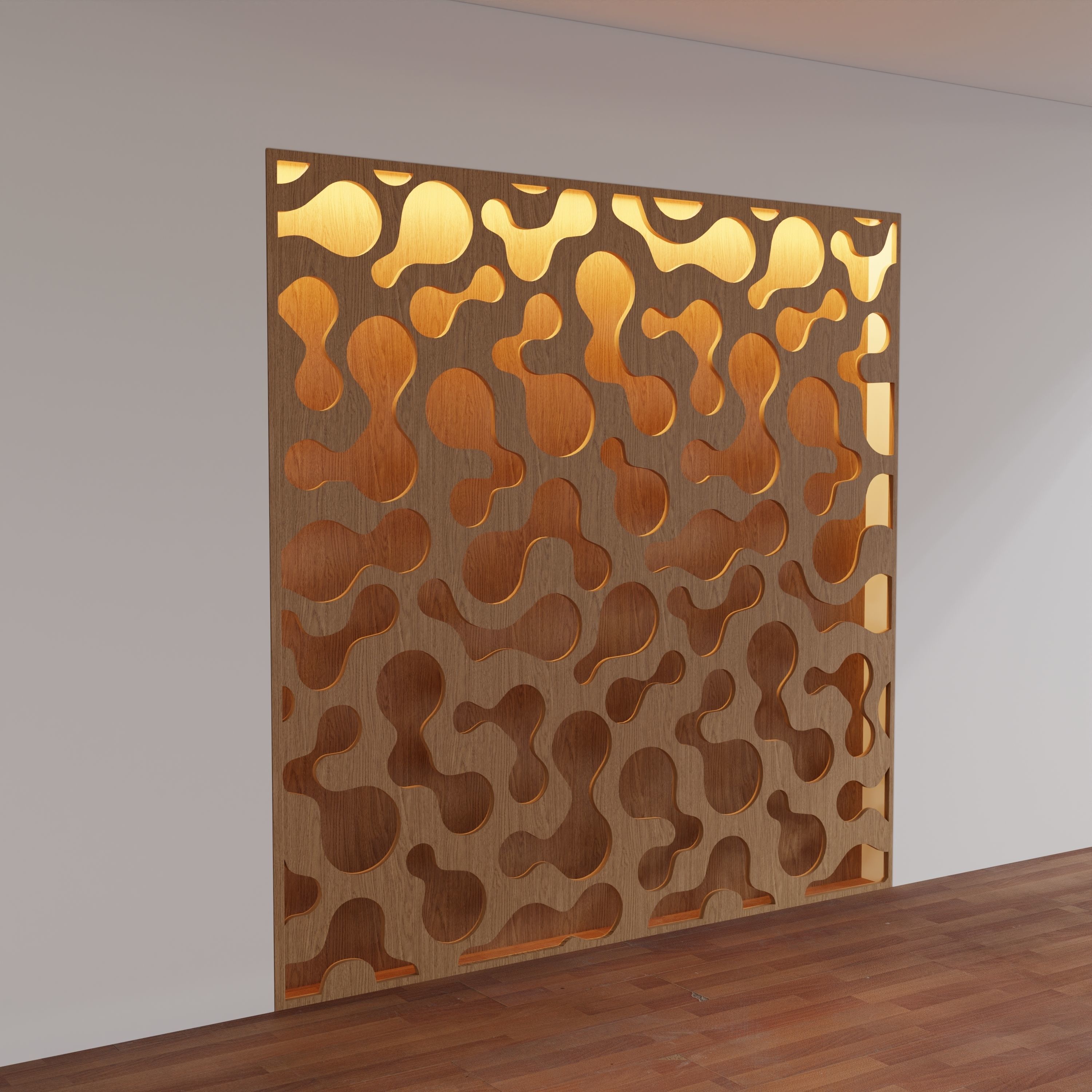 Decorative Wooden Wall Model 14 Low-poly 3D model_4