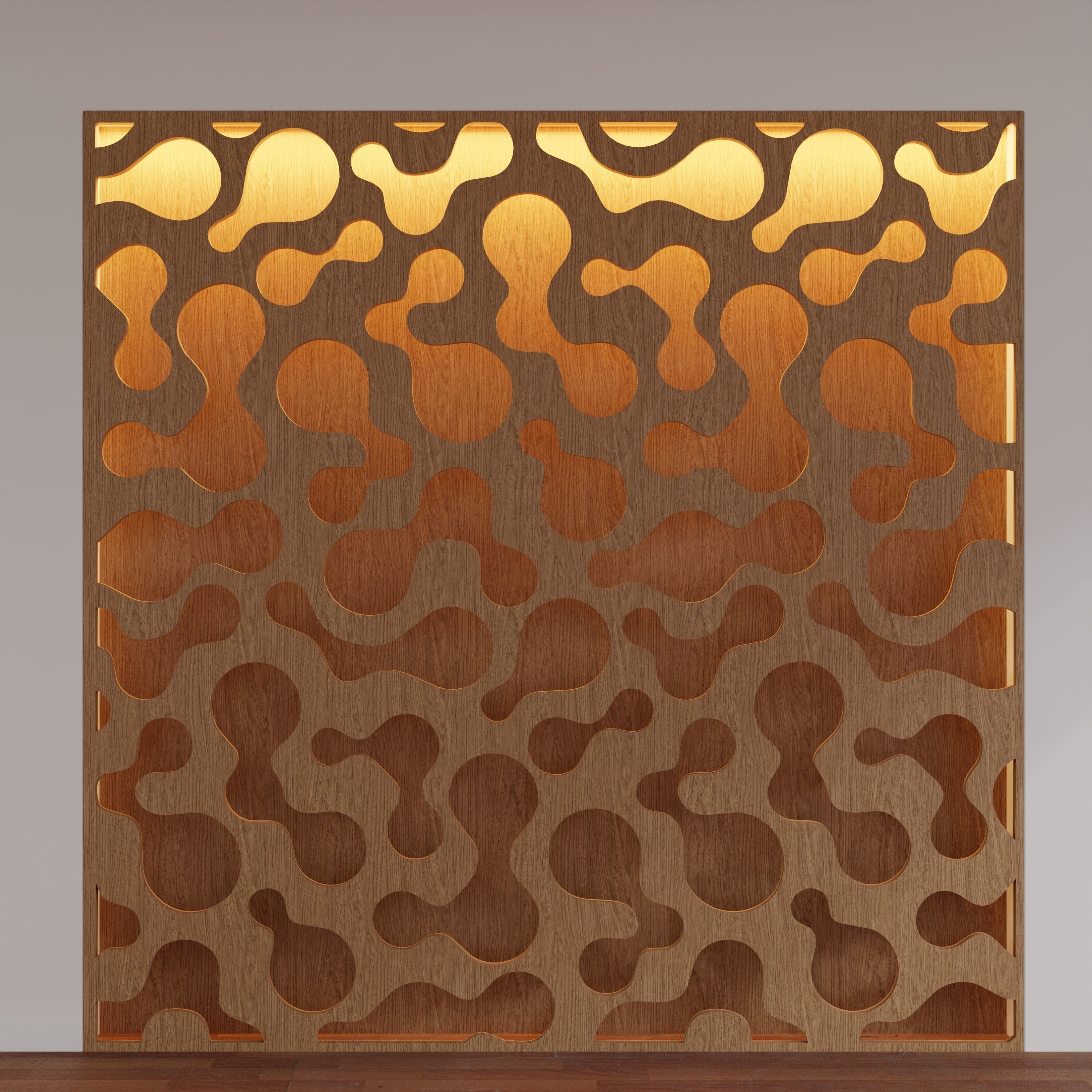 Decorative Wooden Wall Model 14 Low-poly 3D model_5