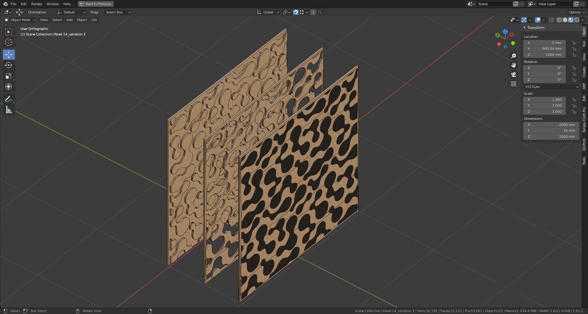 Decorative Wooden Wall Model 14 Low-poly 3D model_11