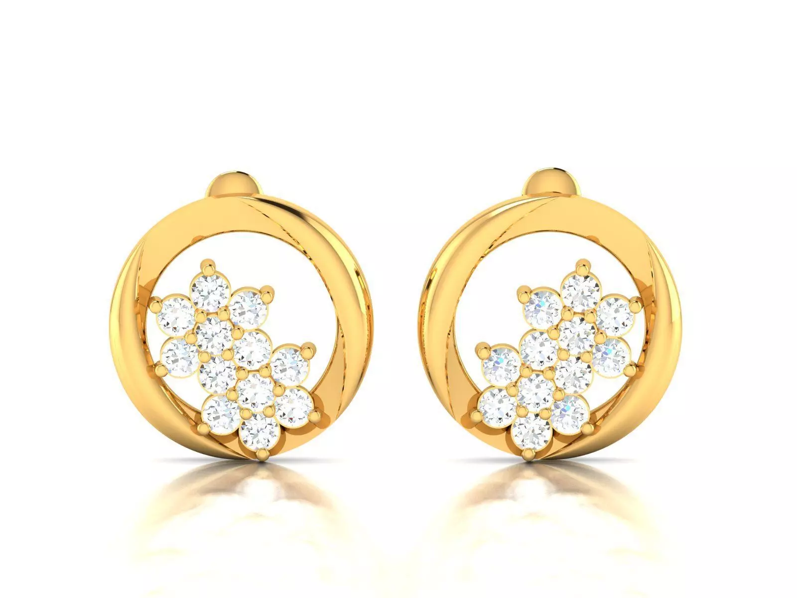 Alder Root Stud Earring 3D print model_0