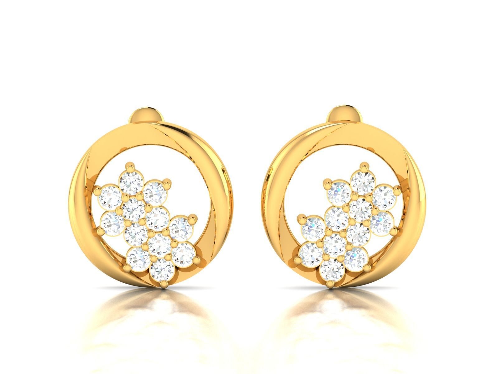 Alder Root Stud Earring 3D print model_3