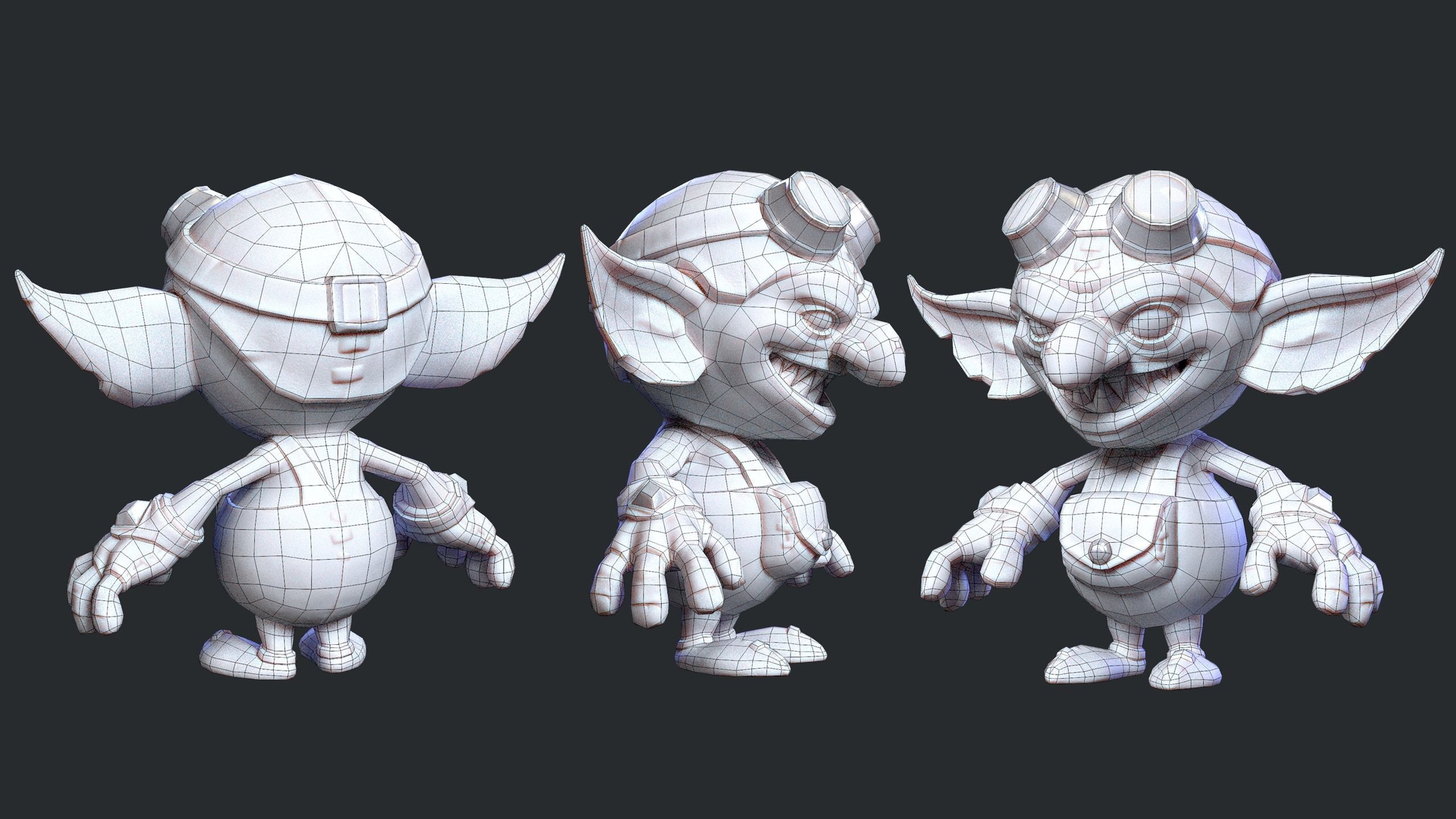 Stylized cartoon goblin Low-poly 3D model_8