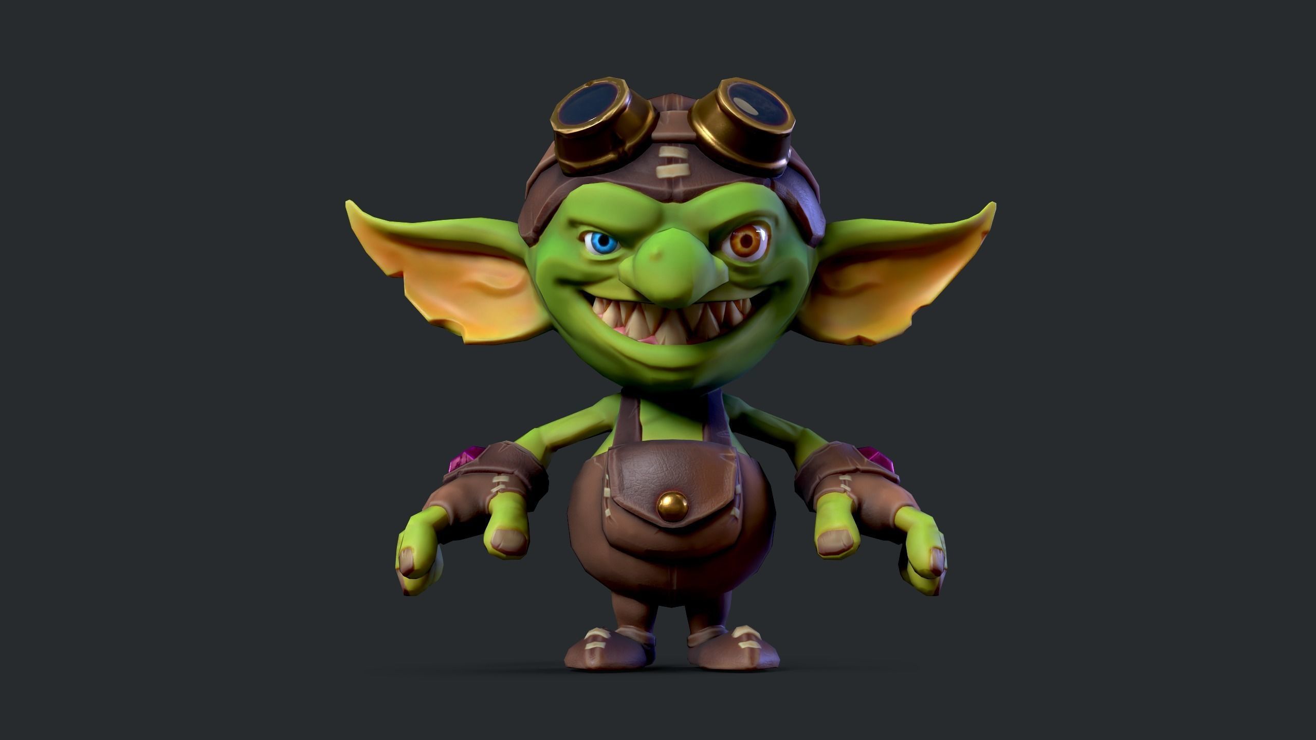 Stylized cartoon goblin Low-poly 3D model_5