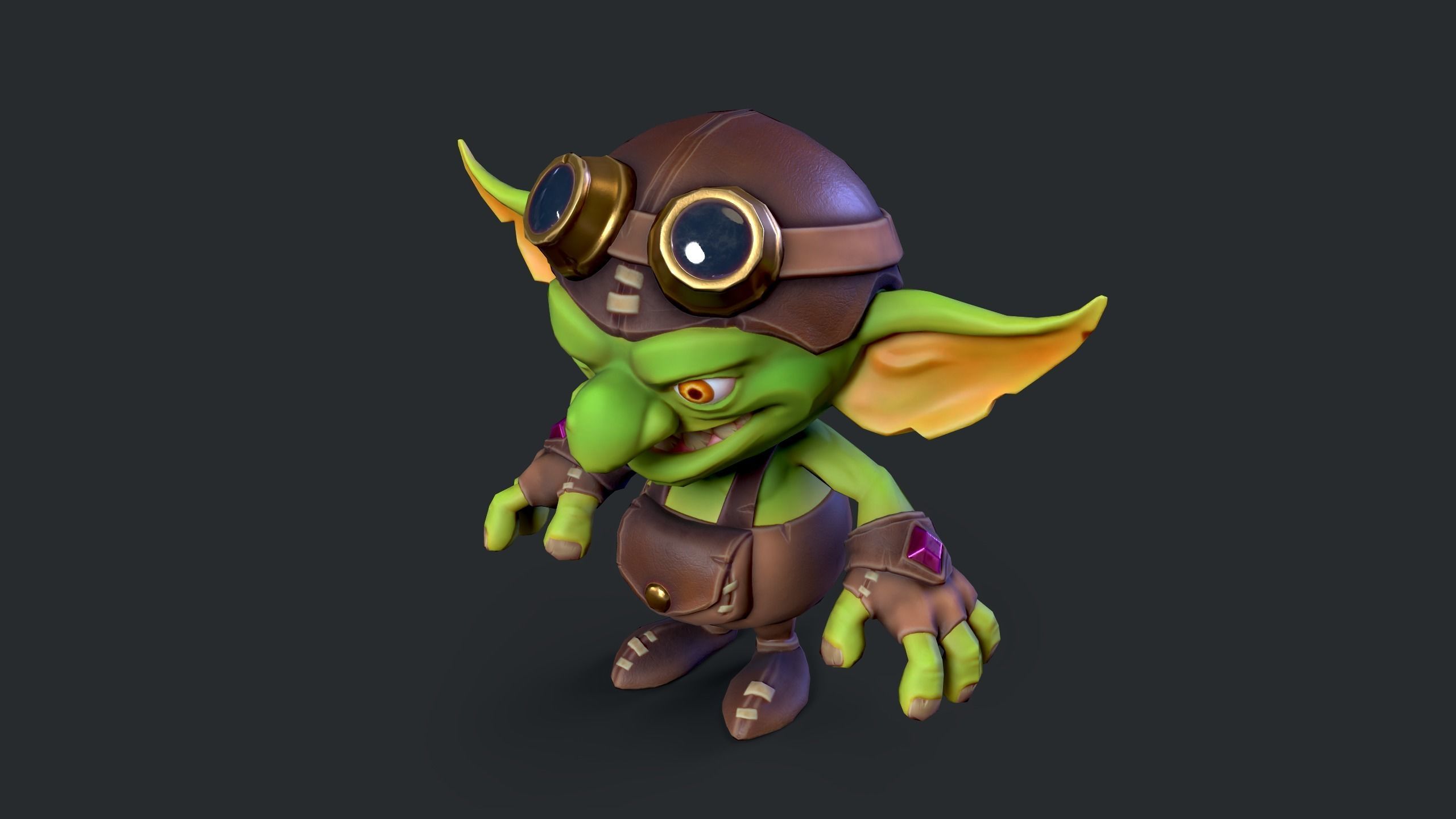 Stylized cartoon goblin Low-poly 3D model_6