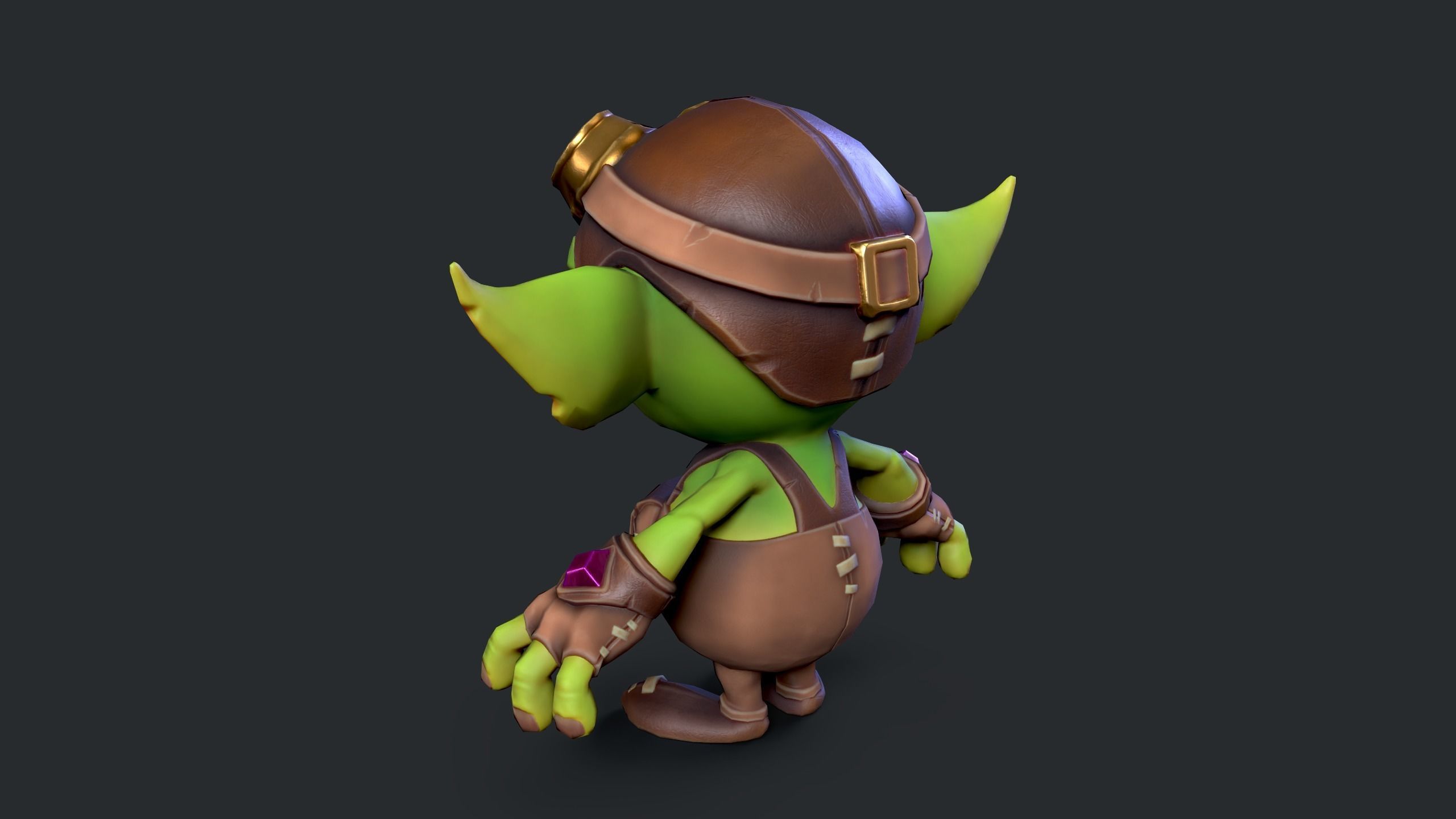 Stylized cartoon goblin Low-poly 3D model_4