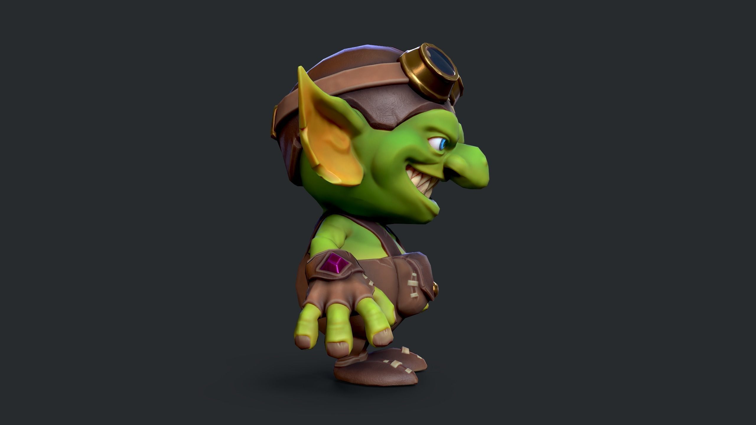 Stylized cartoon goblin Low-poly 3D model_2