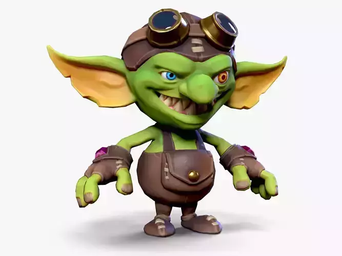 Stylized cartoon goblin Low-poly 3D model