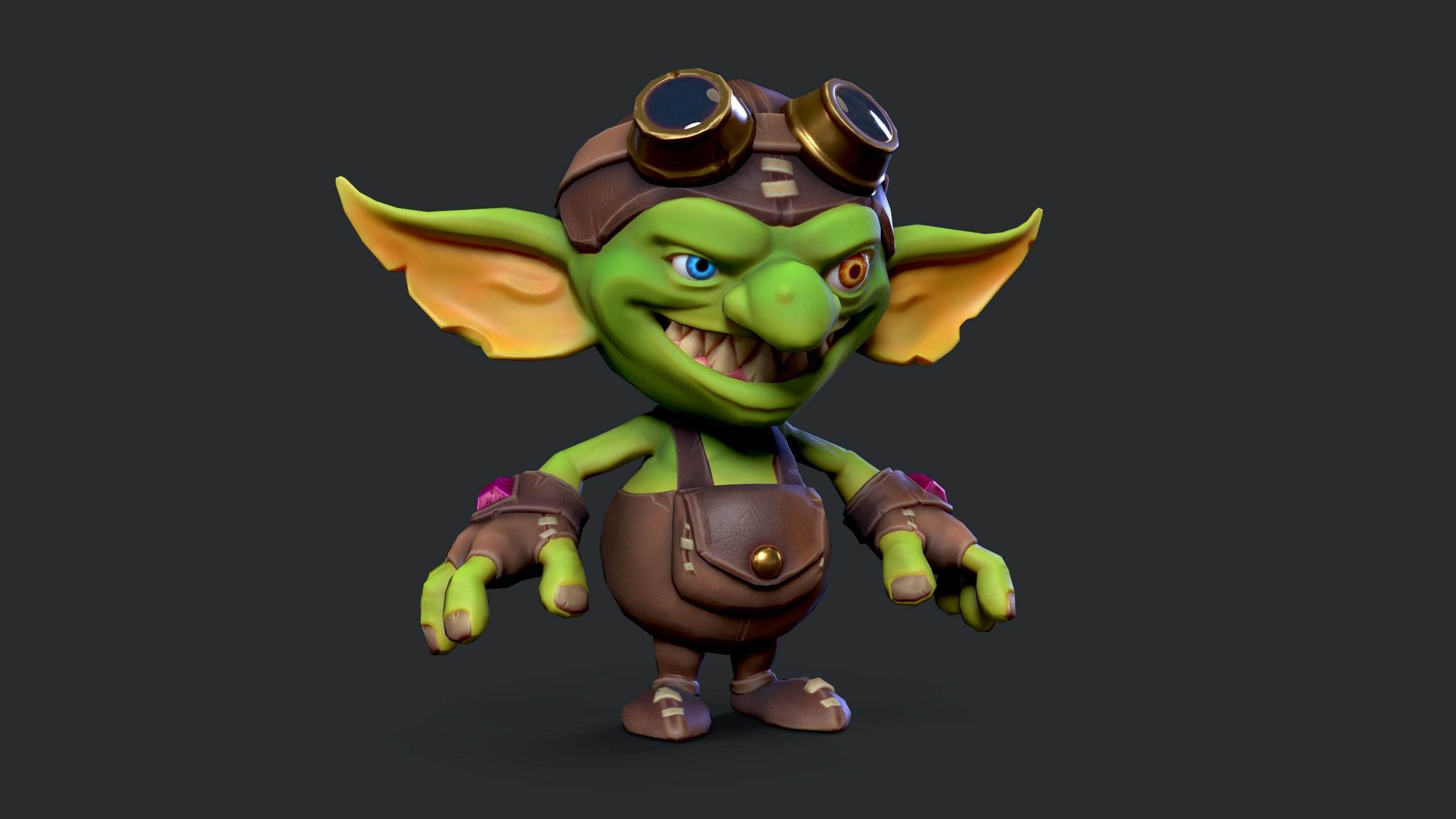 Stylized cartoon goblin Low-poly 3D model_1