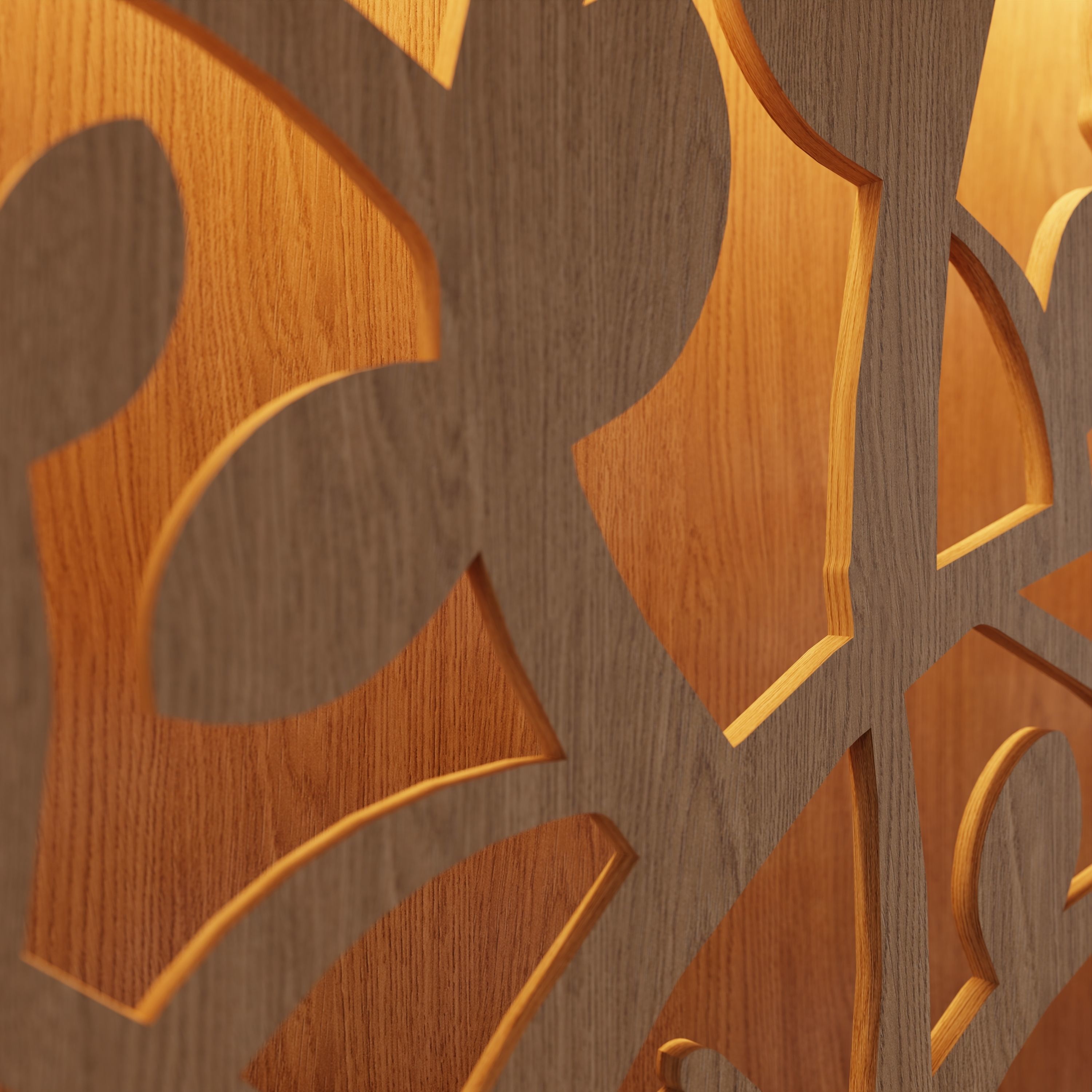 Decorative Wooden Wall Model 15 Low-poly 3D model_6