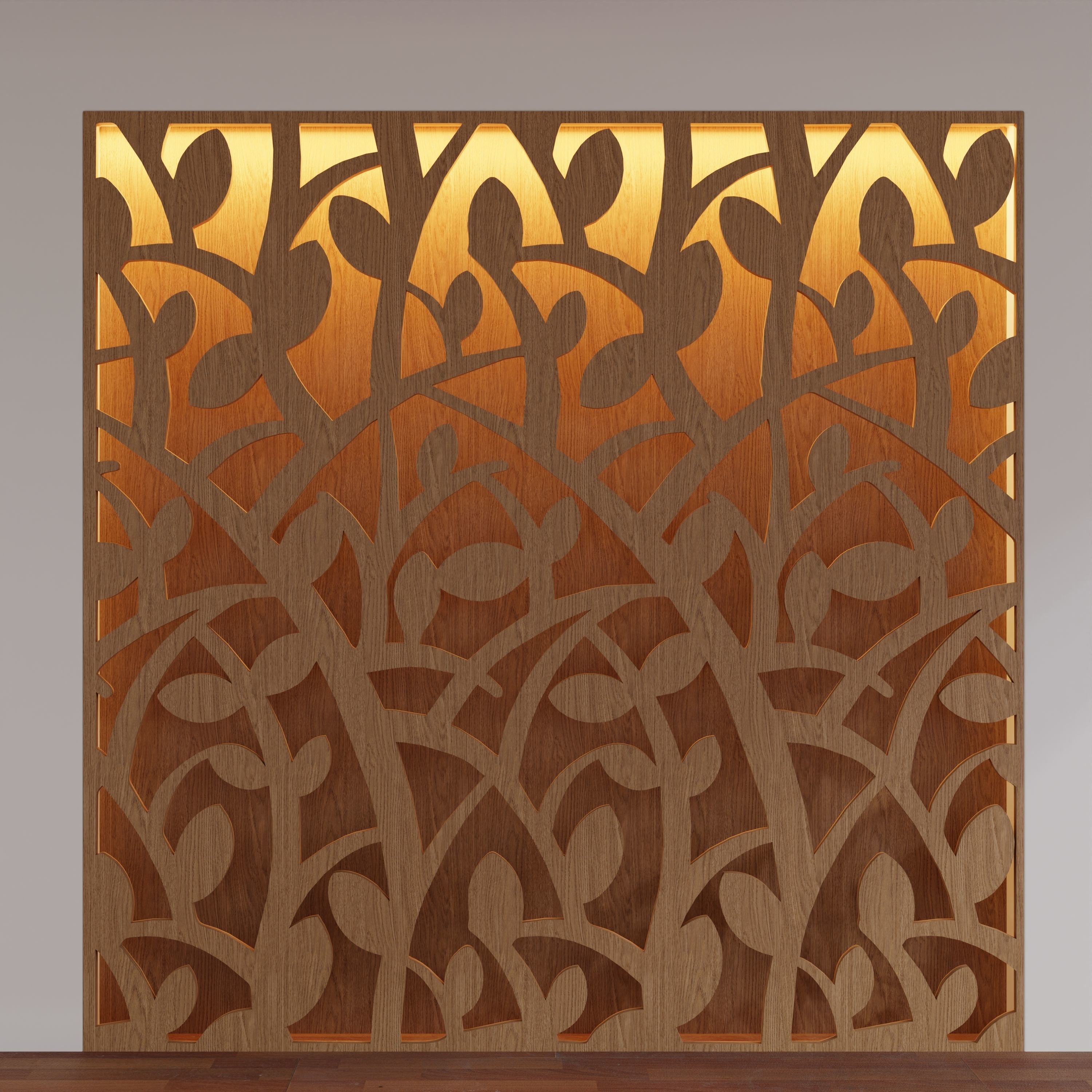 Decorative Wooden Wall Model 15 Low-poly 3D model_5