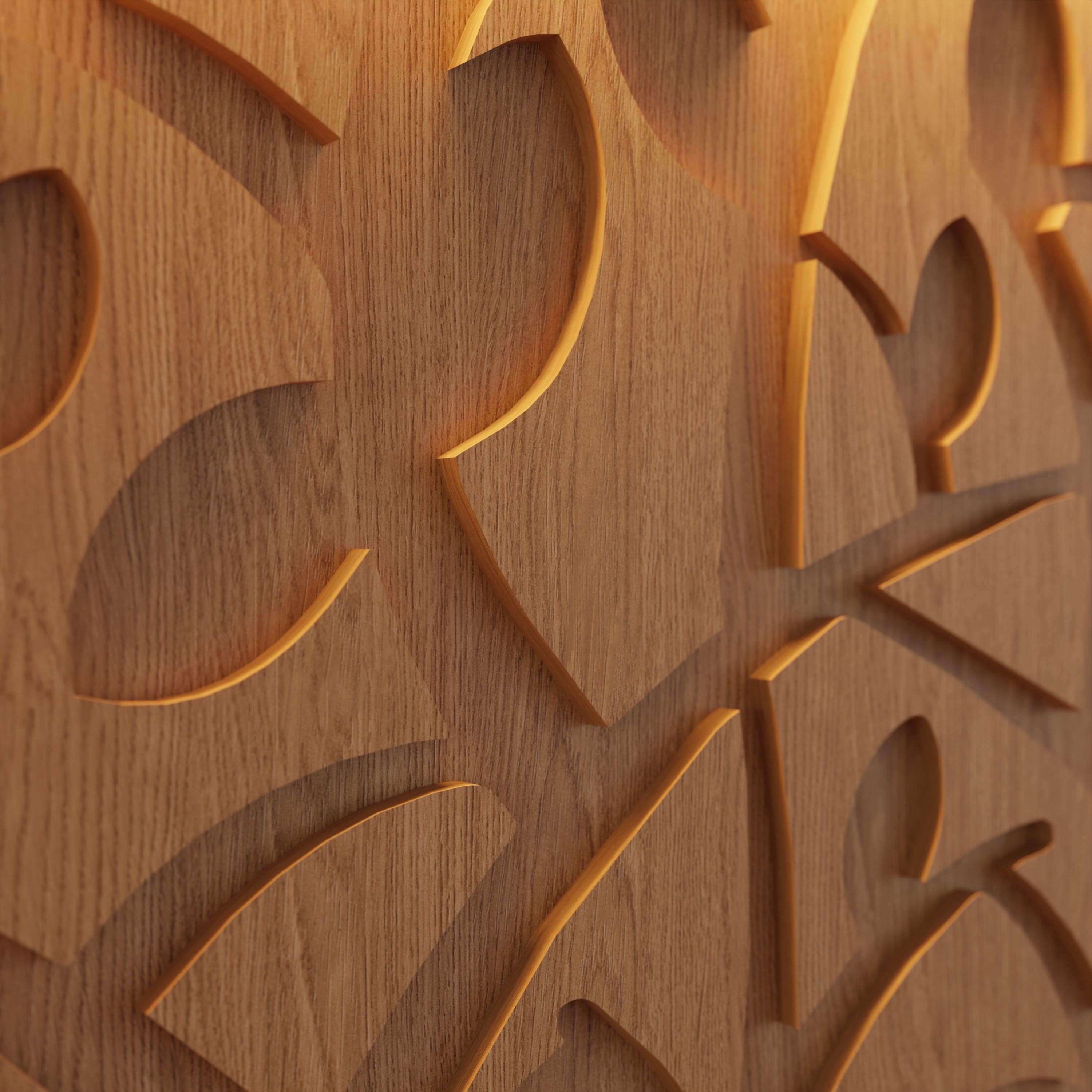 Decorative Wooden Wall Model 15 Low-poly 3D model_2