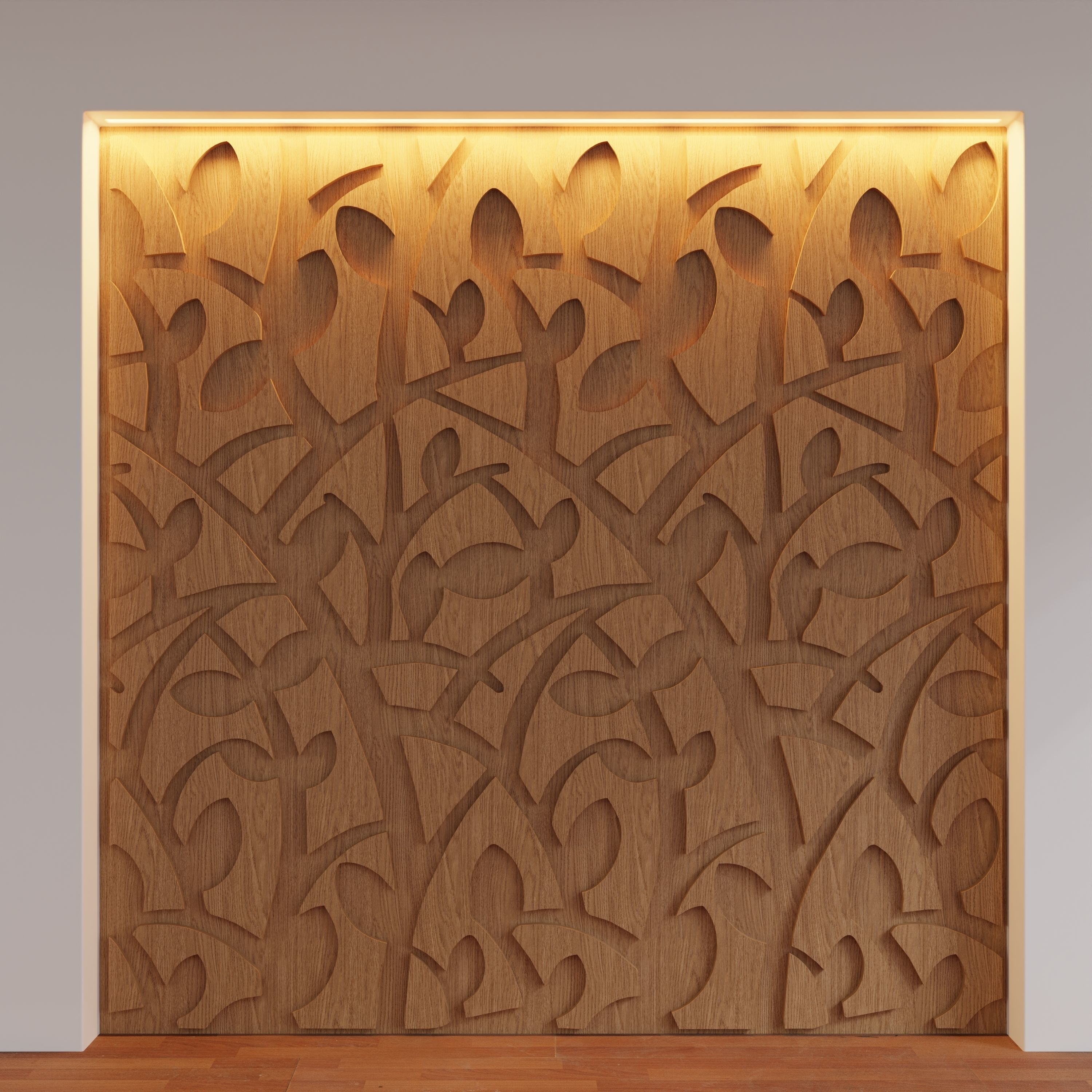 Decorative Wooden Wall Model 15 Low-poly 3D model_1