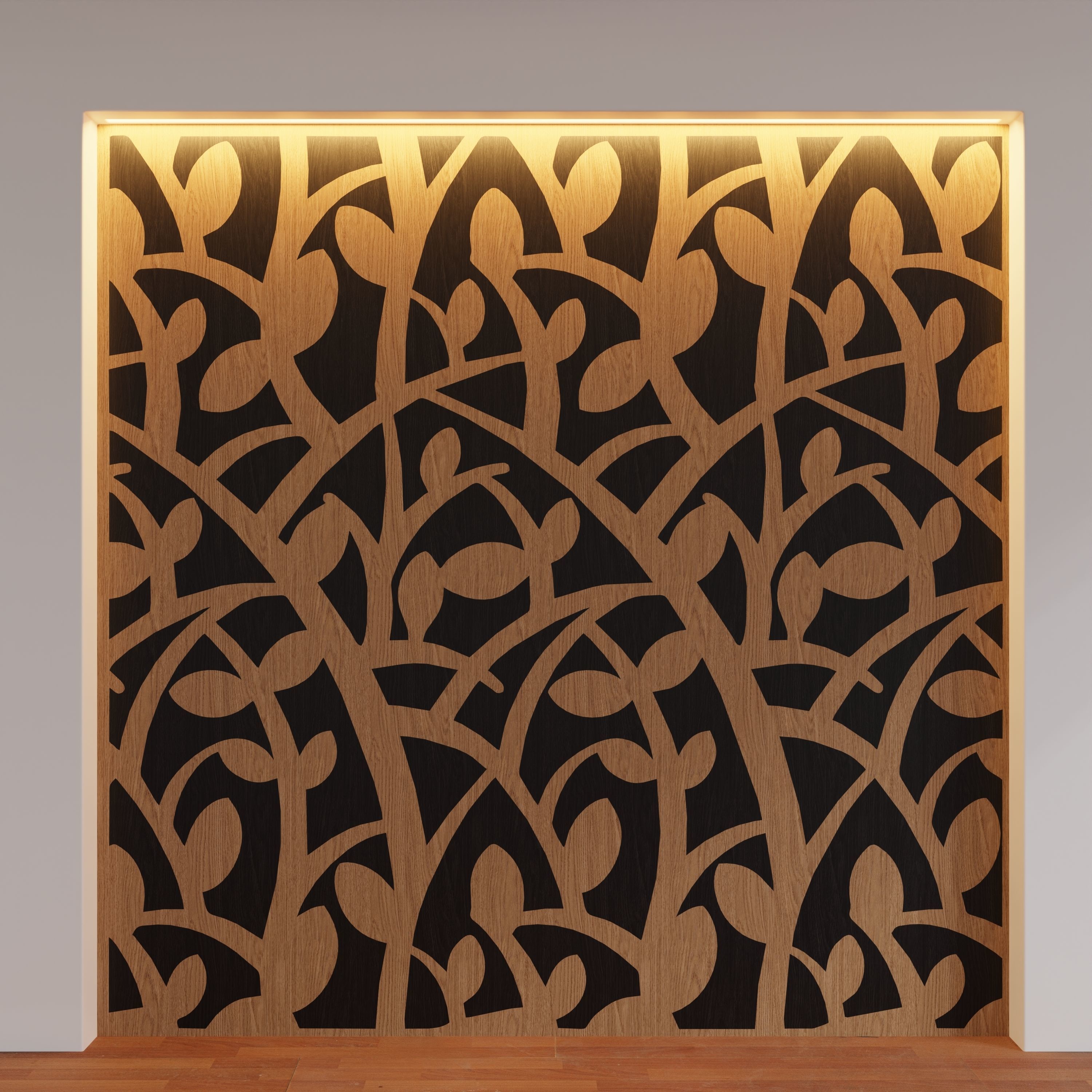 Decorative Wooden Wall Model 15 Low-poly 3D model_9