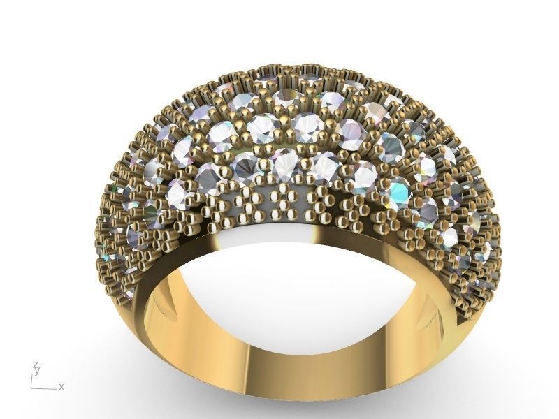 half pave ring stl verified  3D print model_6