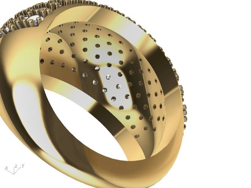 half pave ring stl verified  3D print model_4
