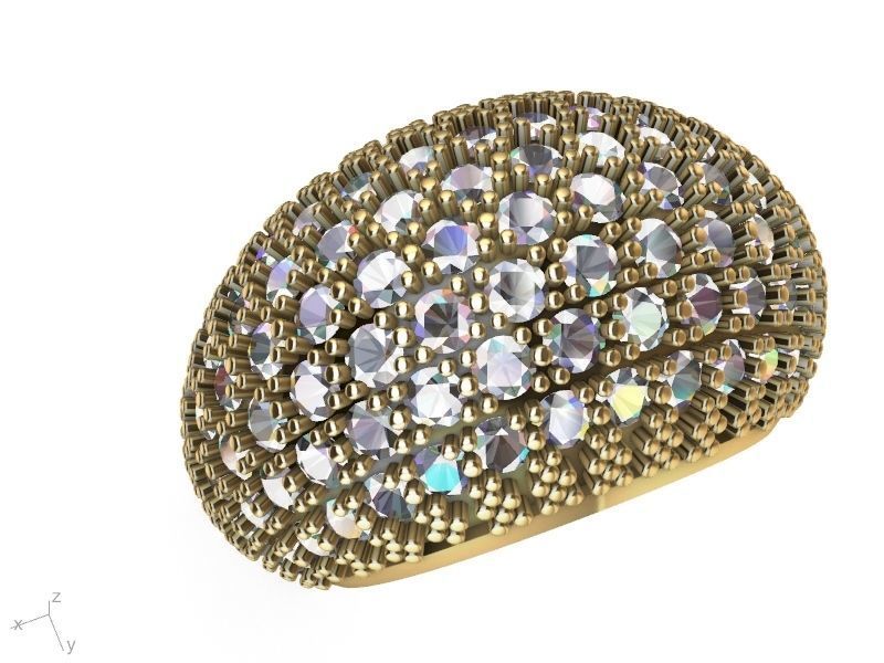 half pave ring stl verified  3D print model_2