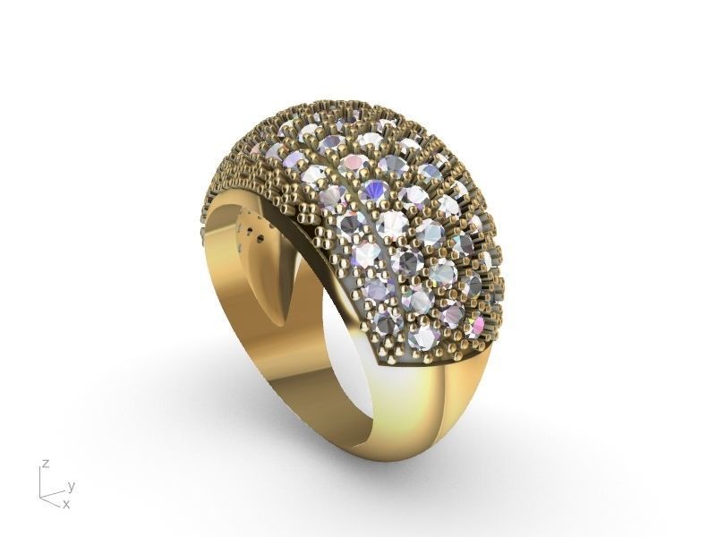 half pave ring stl verified  3D print model_8