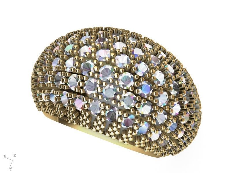 half pave ring stl verified  3D print model_1