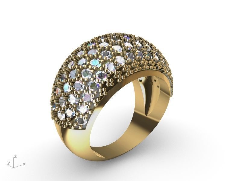 half pave ring stl verified  3D print model_9