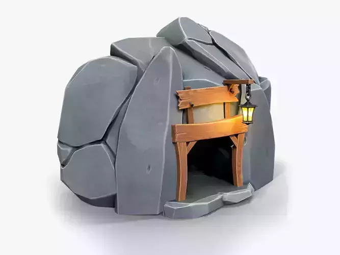 Stylized mine entrance Low-poly 3D model