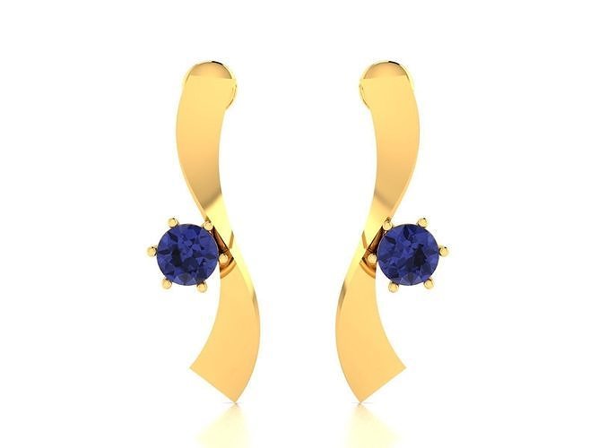 earring sapphire earrings gold 3D print model