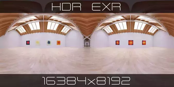 HDRI - Art Museum Gallery Interior 25 - 16384x8192 Texture